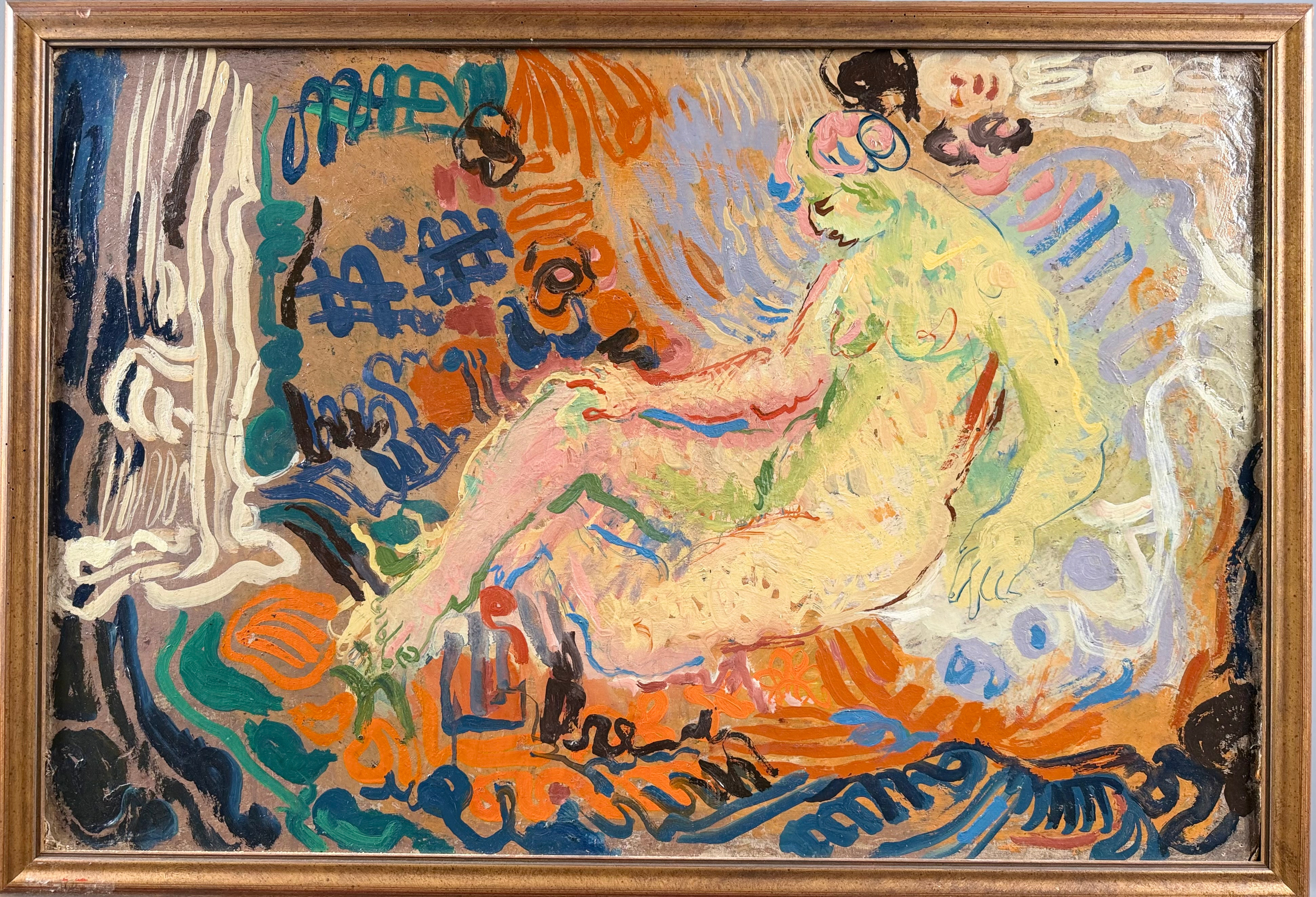 DONA NUNI (RUMÄNIEN, 1916-2009). TILLSKRIVEN. Nakenmodell, olja på pannå, omkring 1930, osignerad.