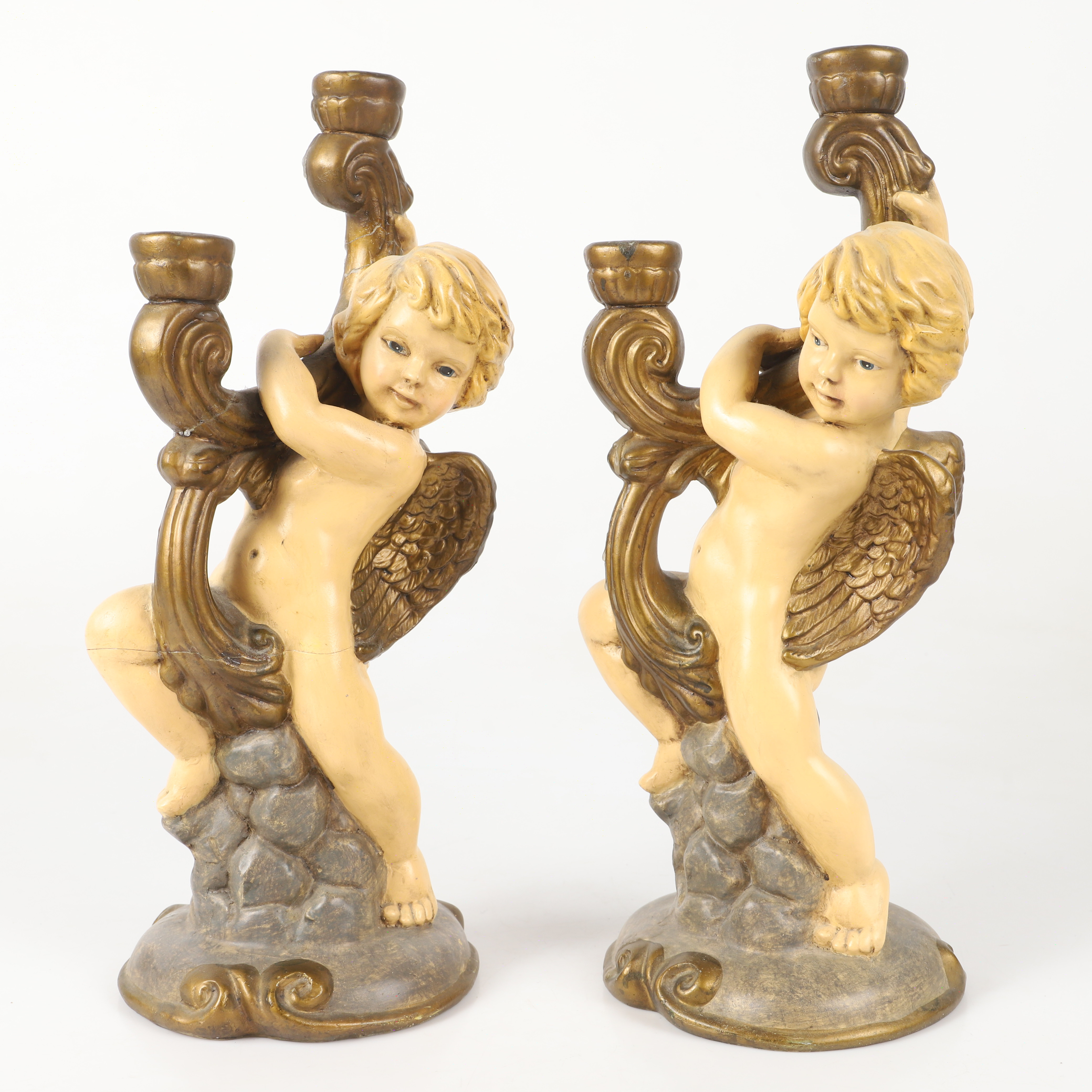 LJUSSTAKAR, 1 par putti, konstmassa, Candy Design, Norge.