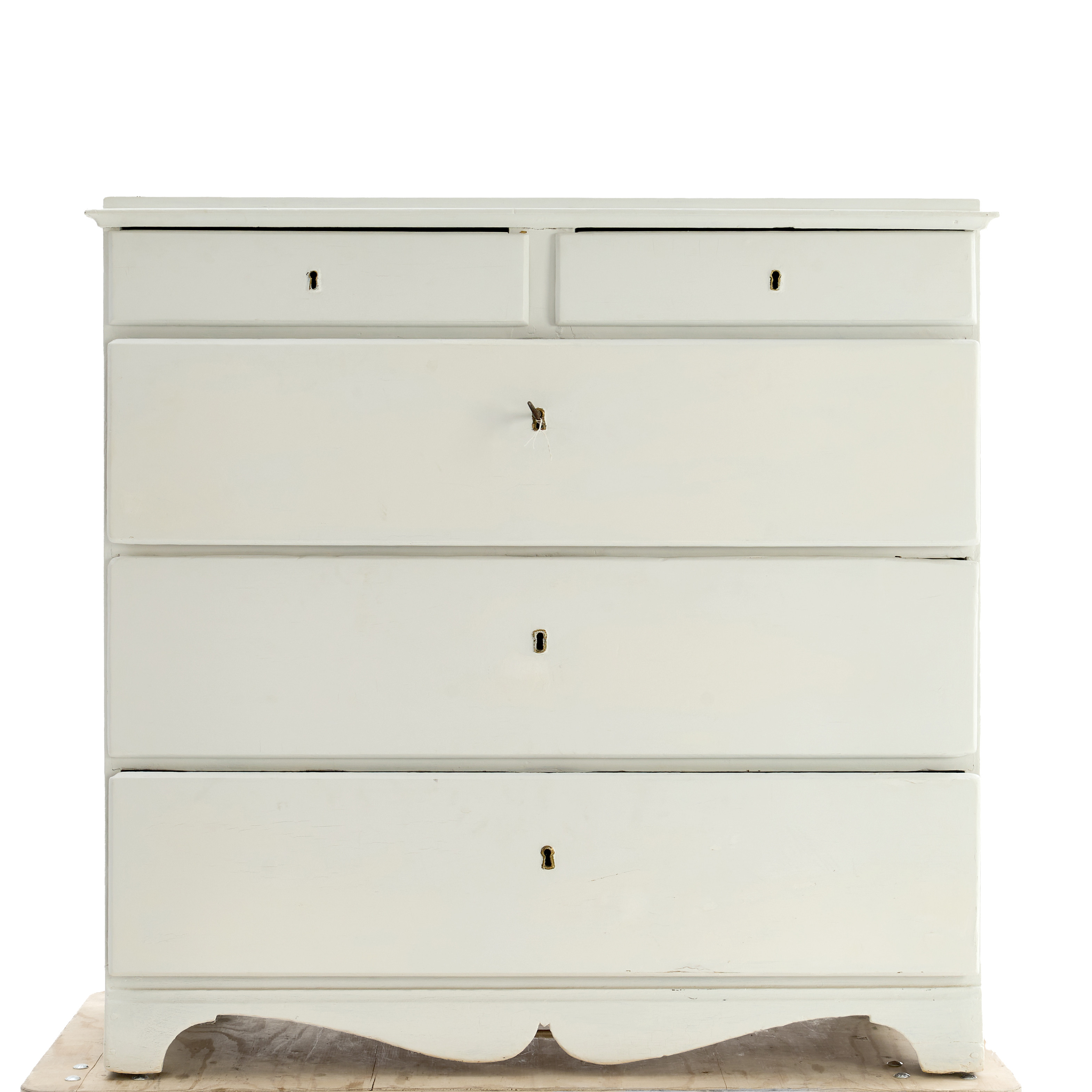 BYRÅ, 1800-tal, vitmålad, 5 lådor.