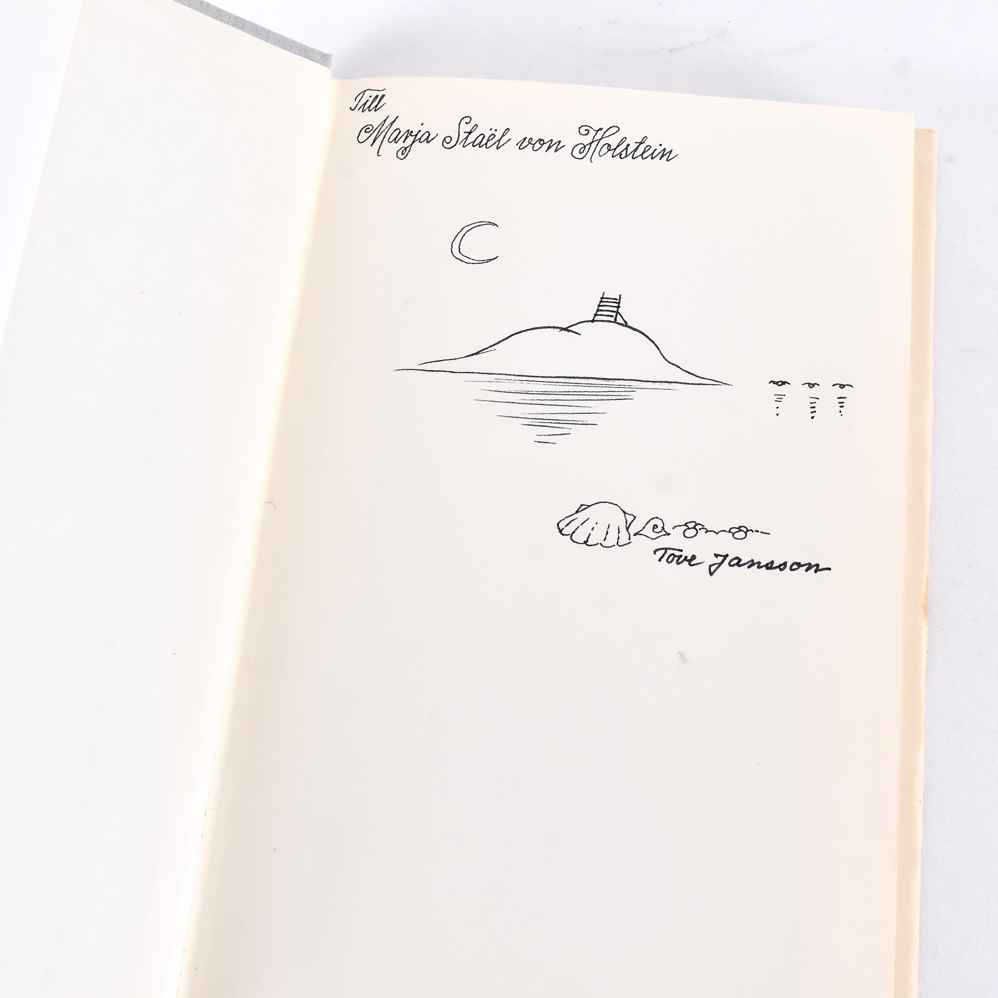 TOVE JANSSON. bok, Sommarboken, 1 upplagan 1972, signerad med dedikation och teckning av Tove Jansson.