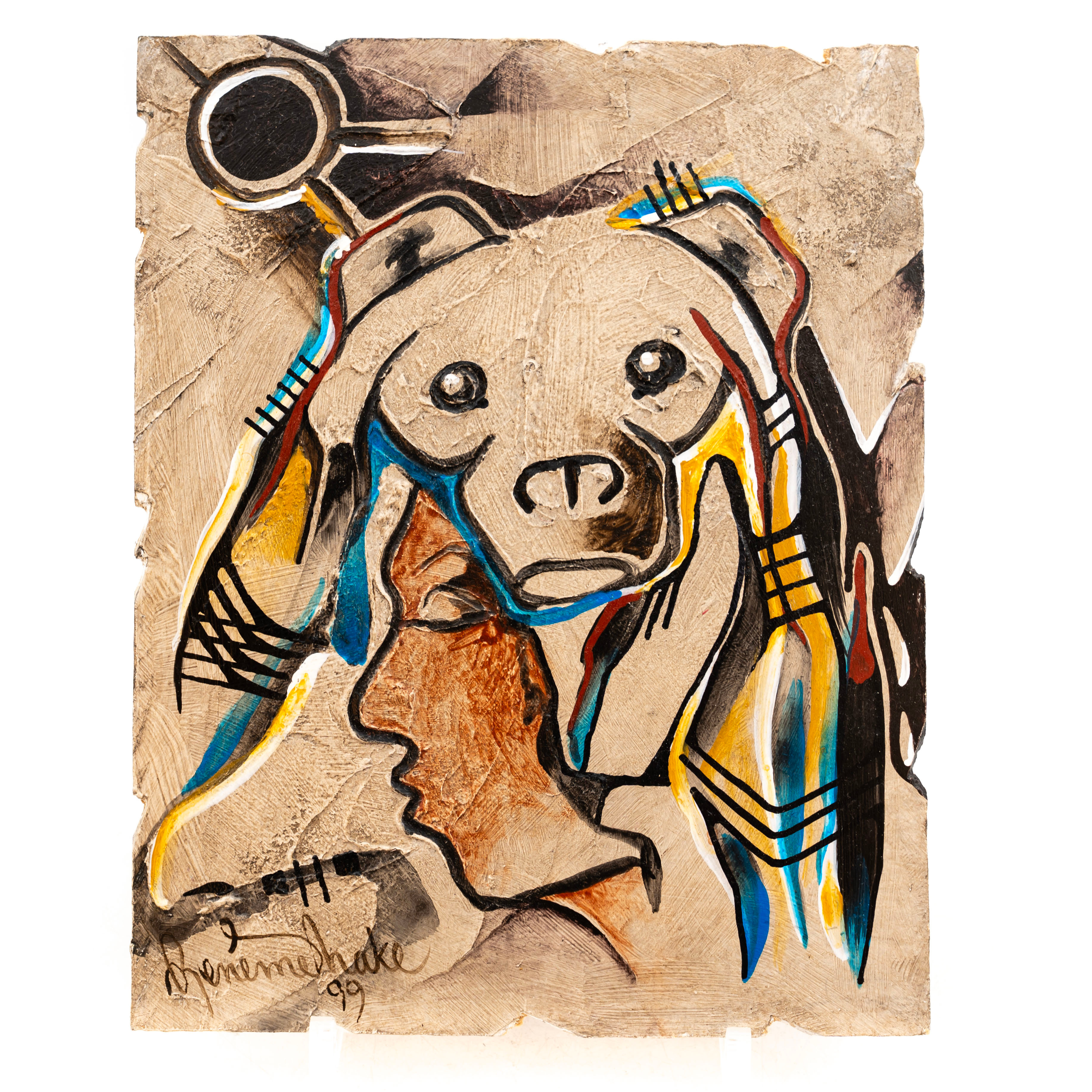 RENE MESHAKE. Olja på pannå, Signerad, 1999.