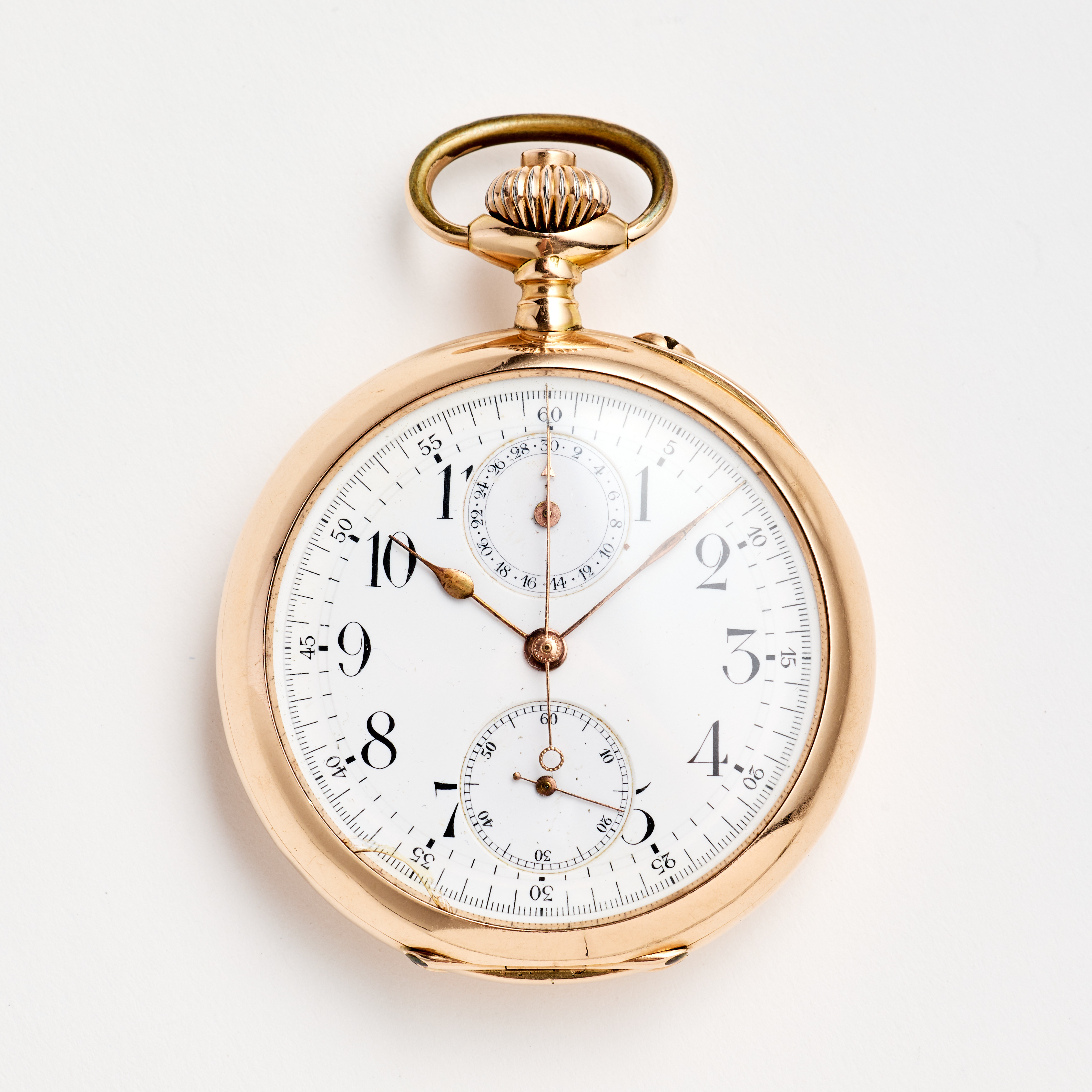 FICKUR, 51 mm, kronograf, 14K guld, ca 1900.