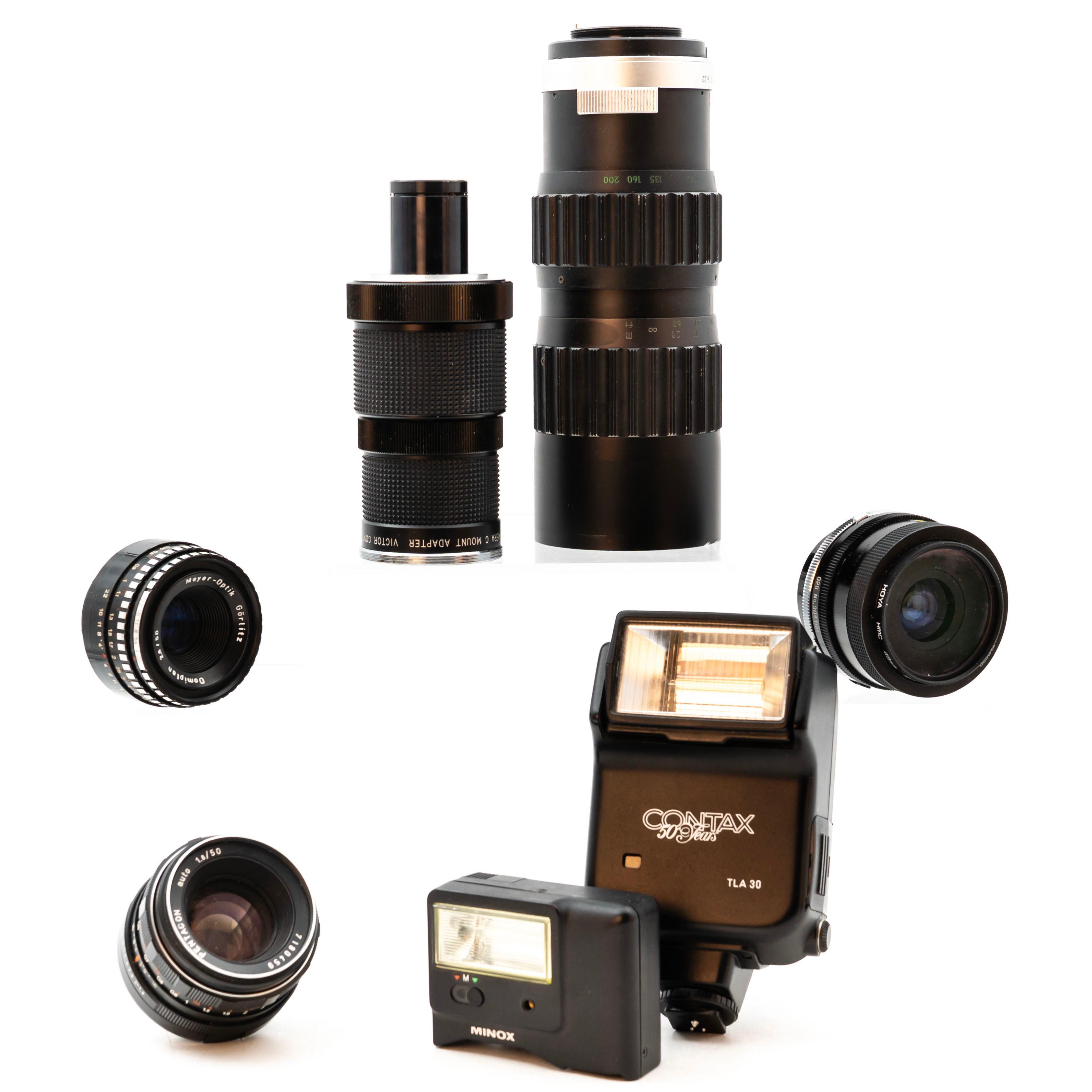 OBJEKTIV OCH KAMERATILLBEHÖR, 7 delar.