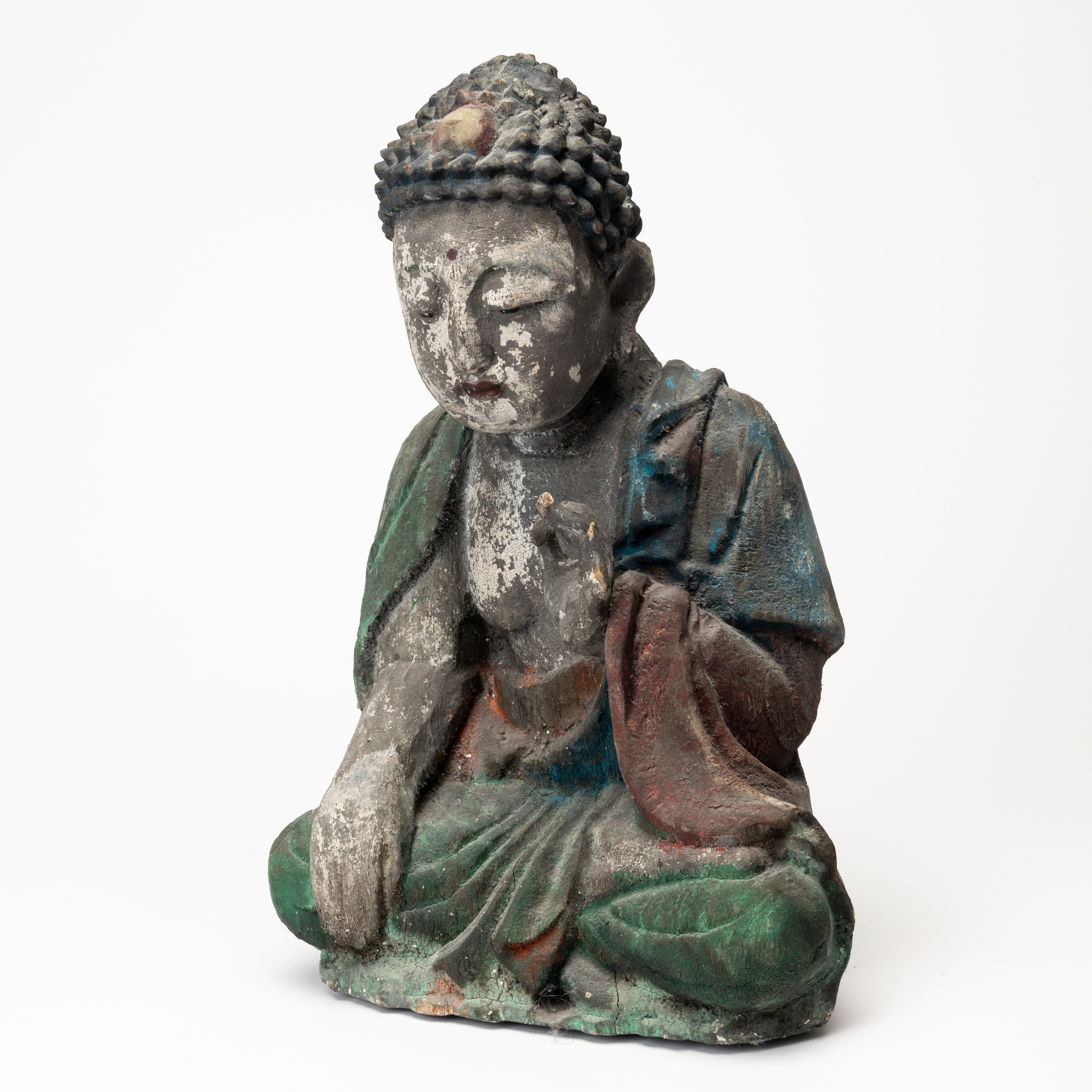 SKULPTUR, Buddha, träskuren dekor, 1900-tal.