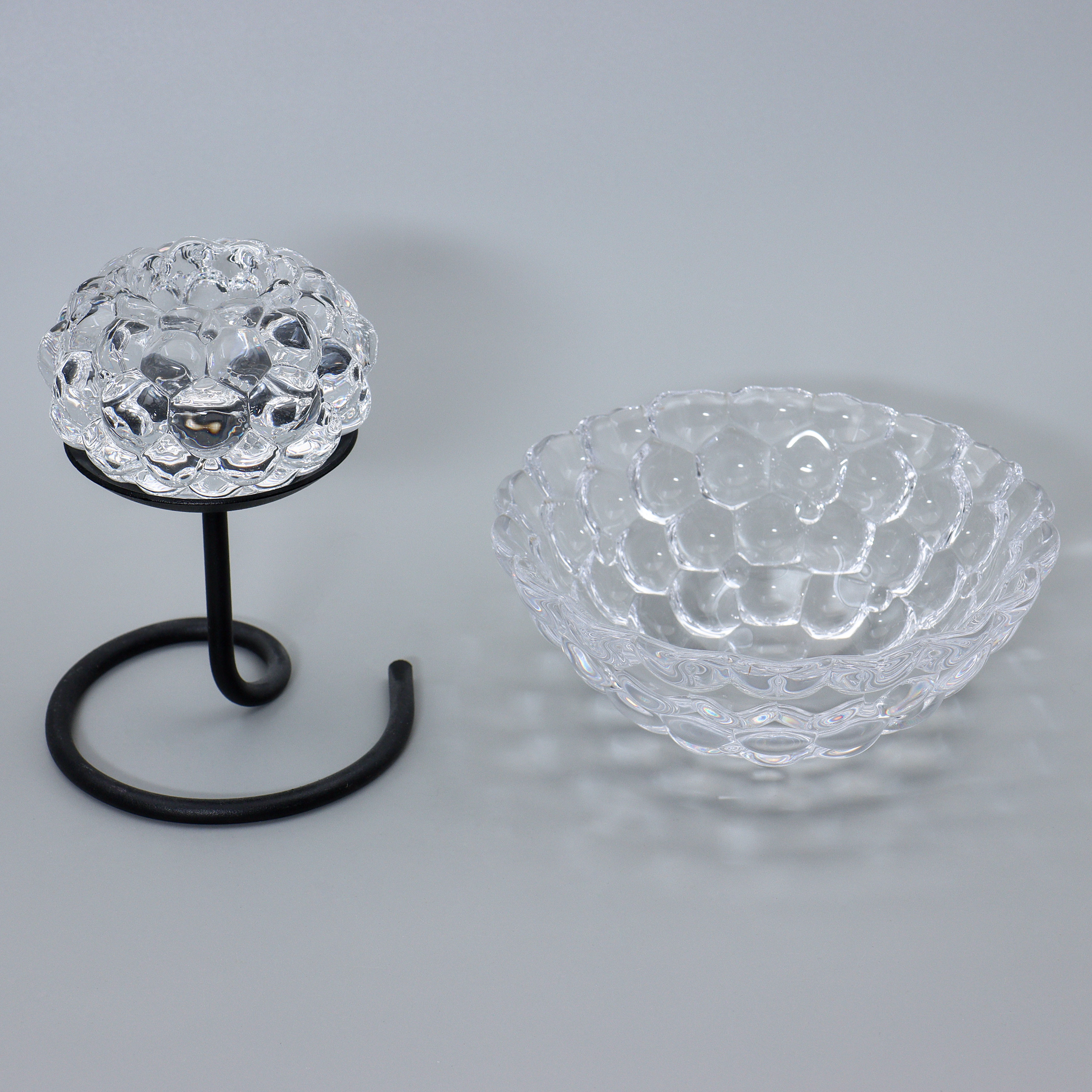 SKÅL SAMT LJUSLYKTA "HALLON" ORREFORS.