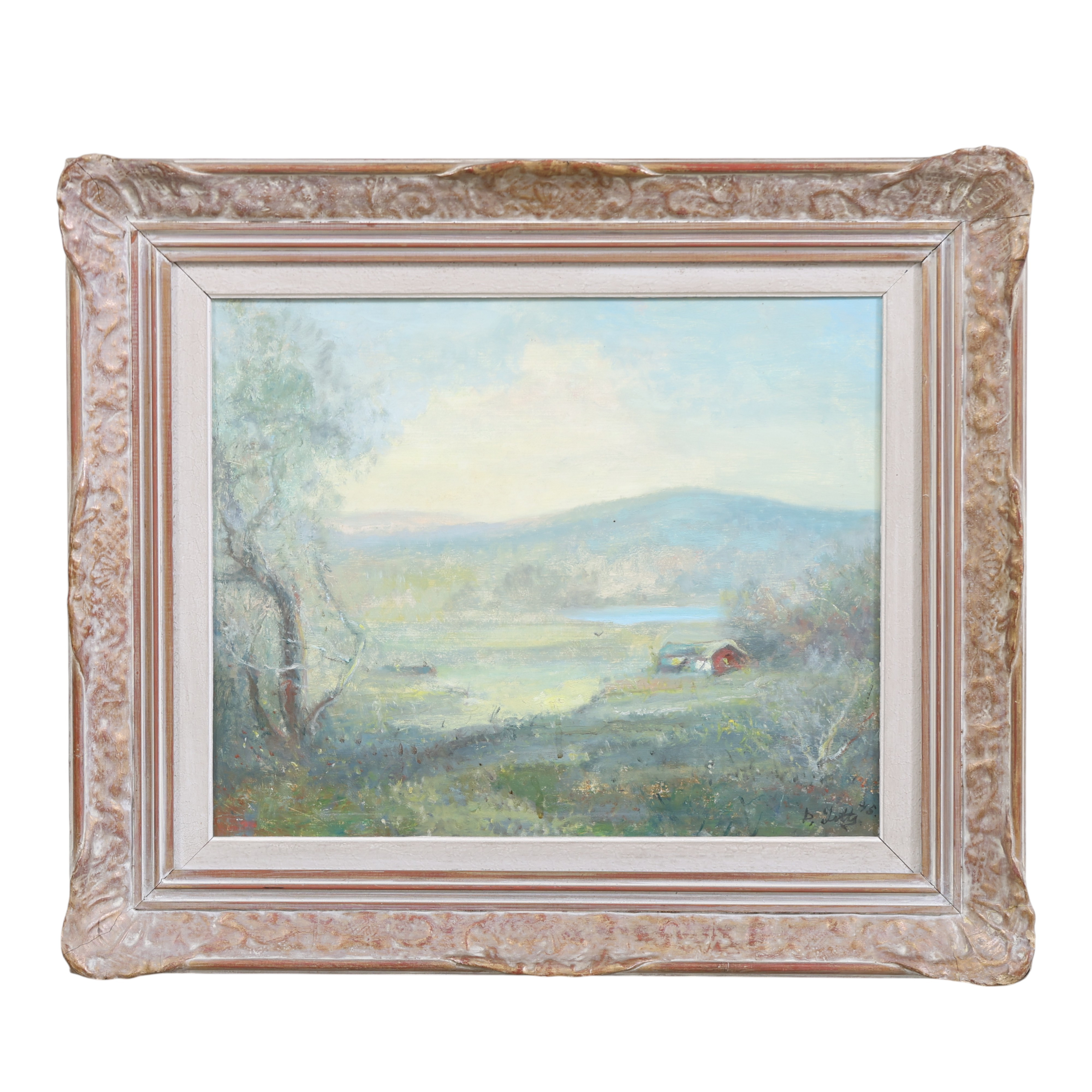 OIDENTIFIERAD KONSTNÄR. Olja på pannå, lummig miljö. signerad.