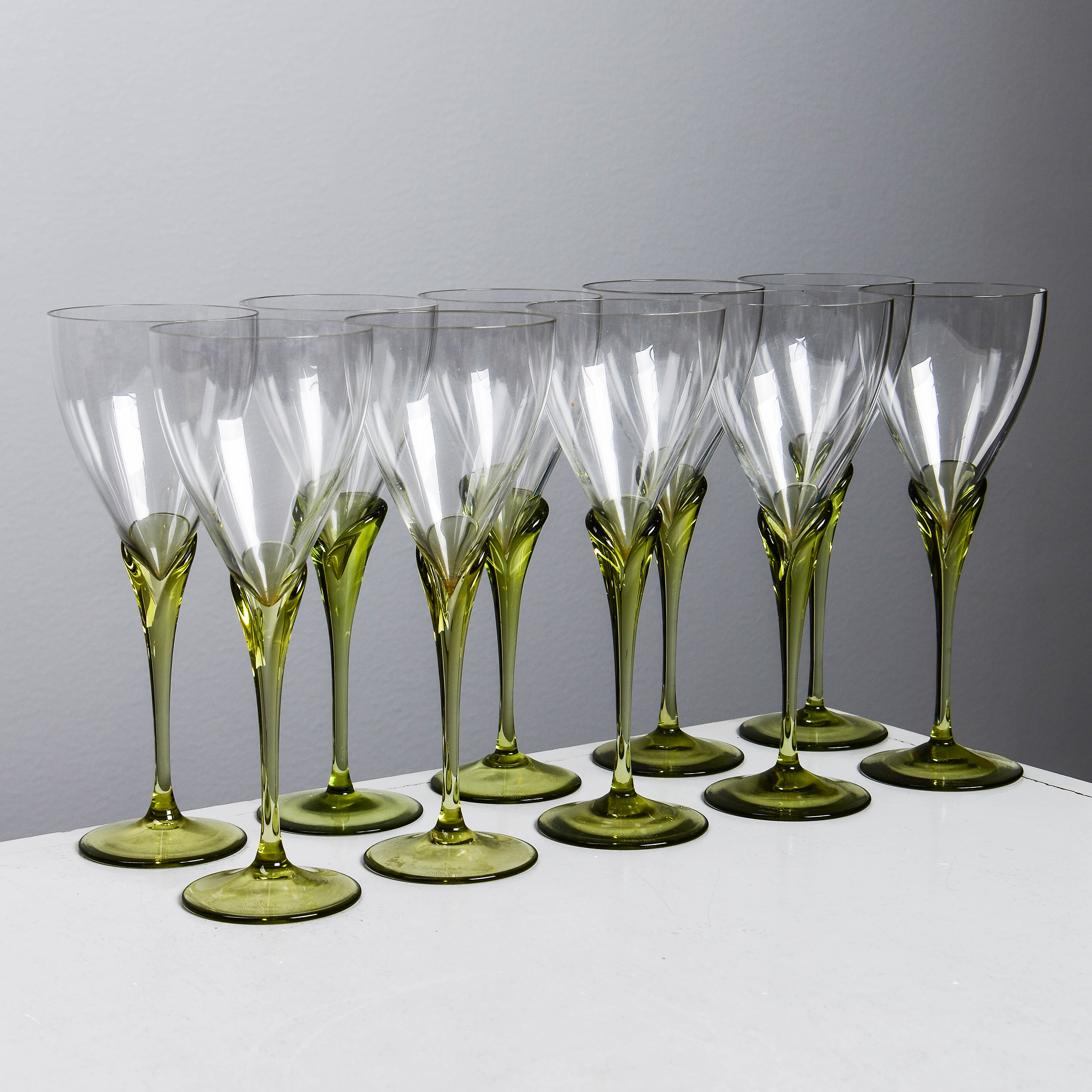 MICHAEL BOEHM. "Papyrus", rödvinsglas, 10 st, Rosenthal Studio-Linie, 1900-talets andra del.