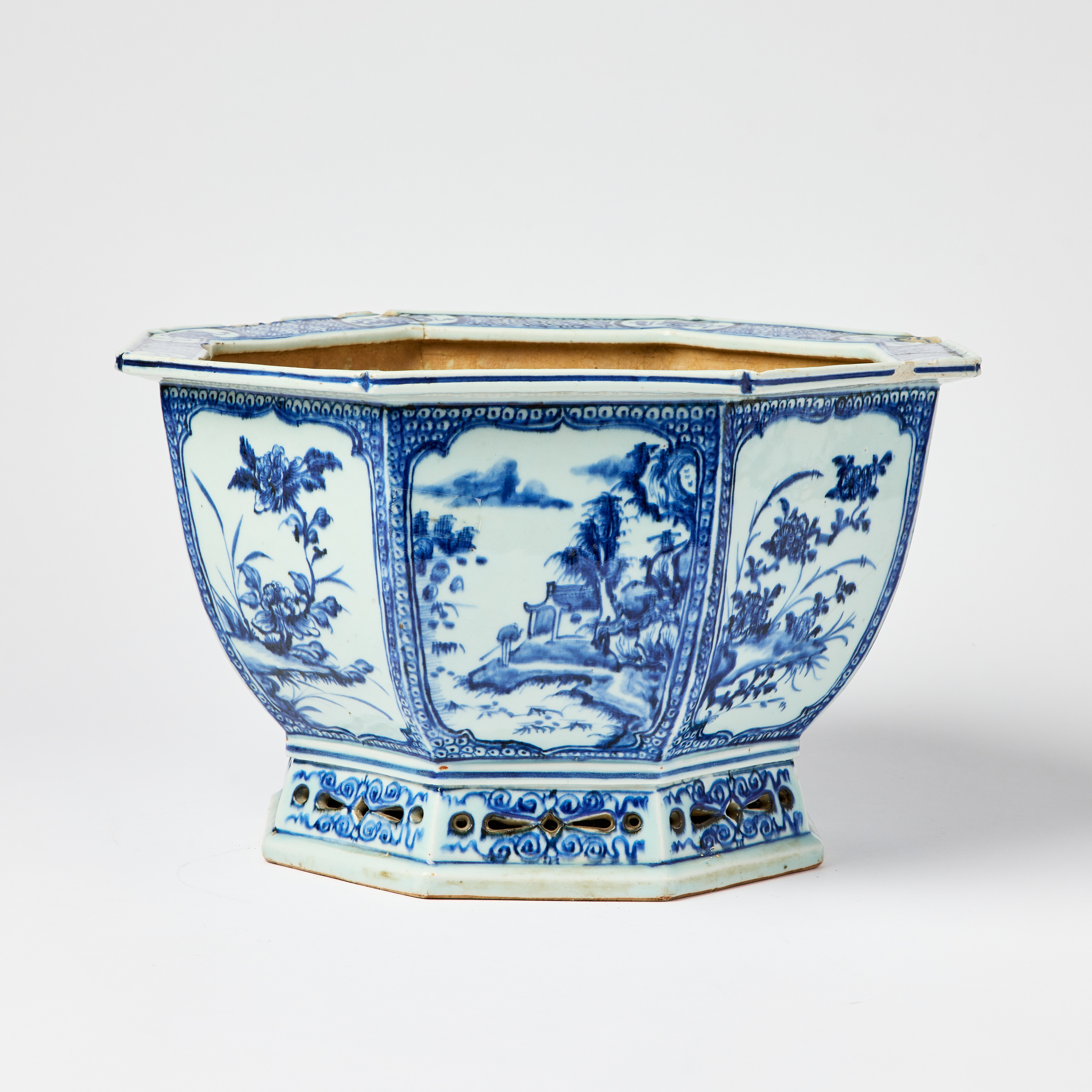 A Chinese Blue and White Hexagonal Jardinière.