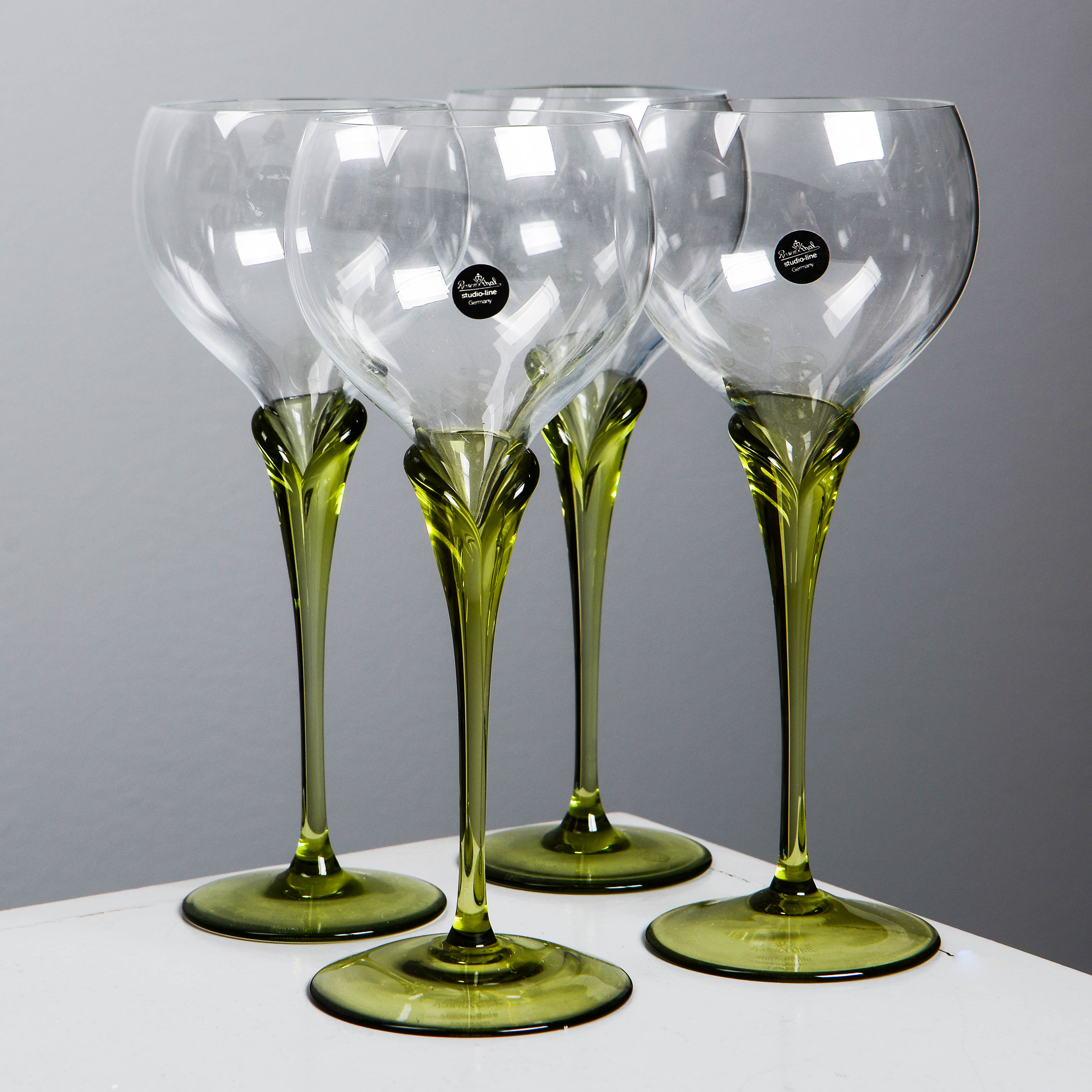 MICHAEL BOEHM. "Papyrus", vitvinsglas, 4 st, Rosenthal Studio-Linie.