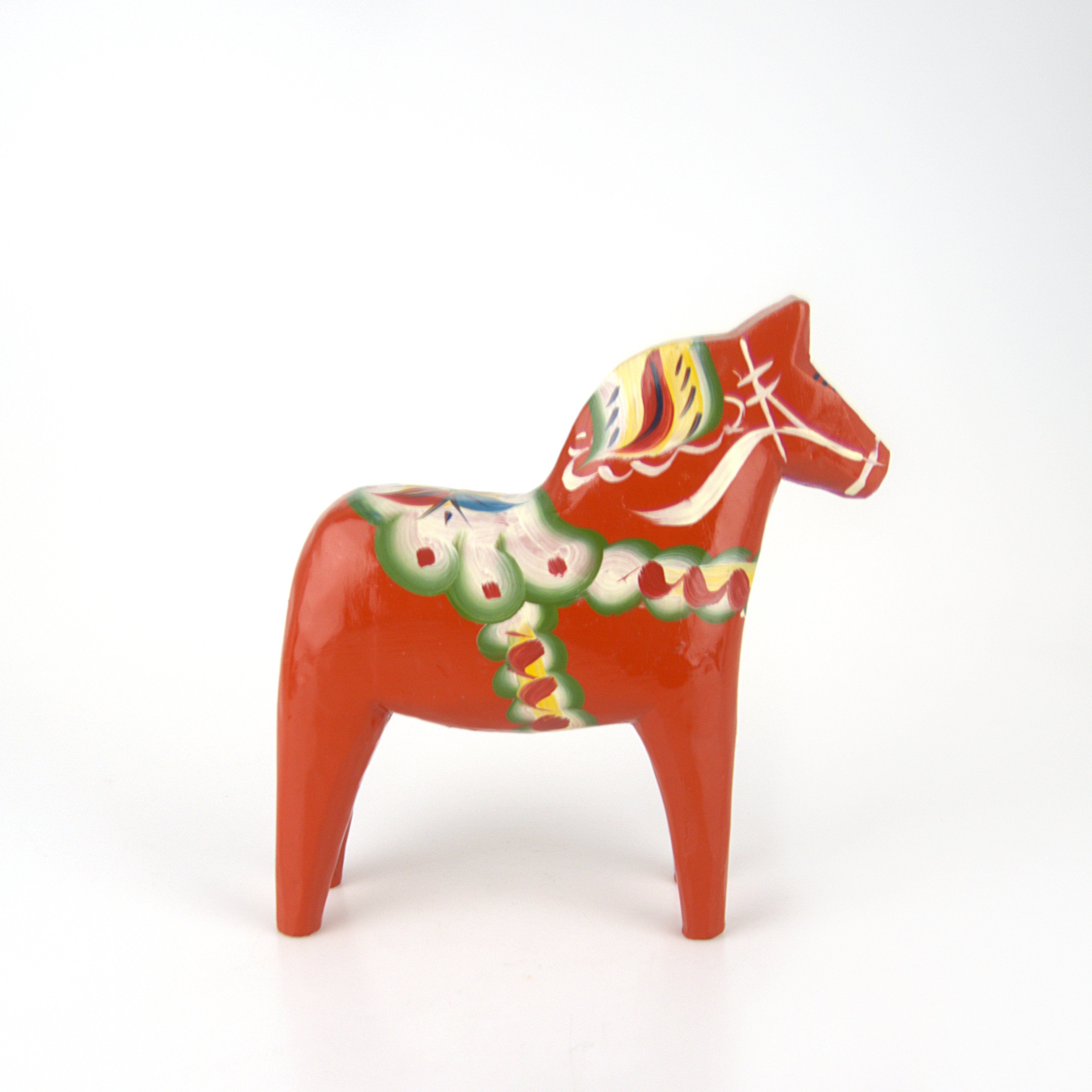 DALAHÄST, bemålat trä, etikettmärkt Nusnäs.