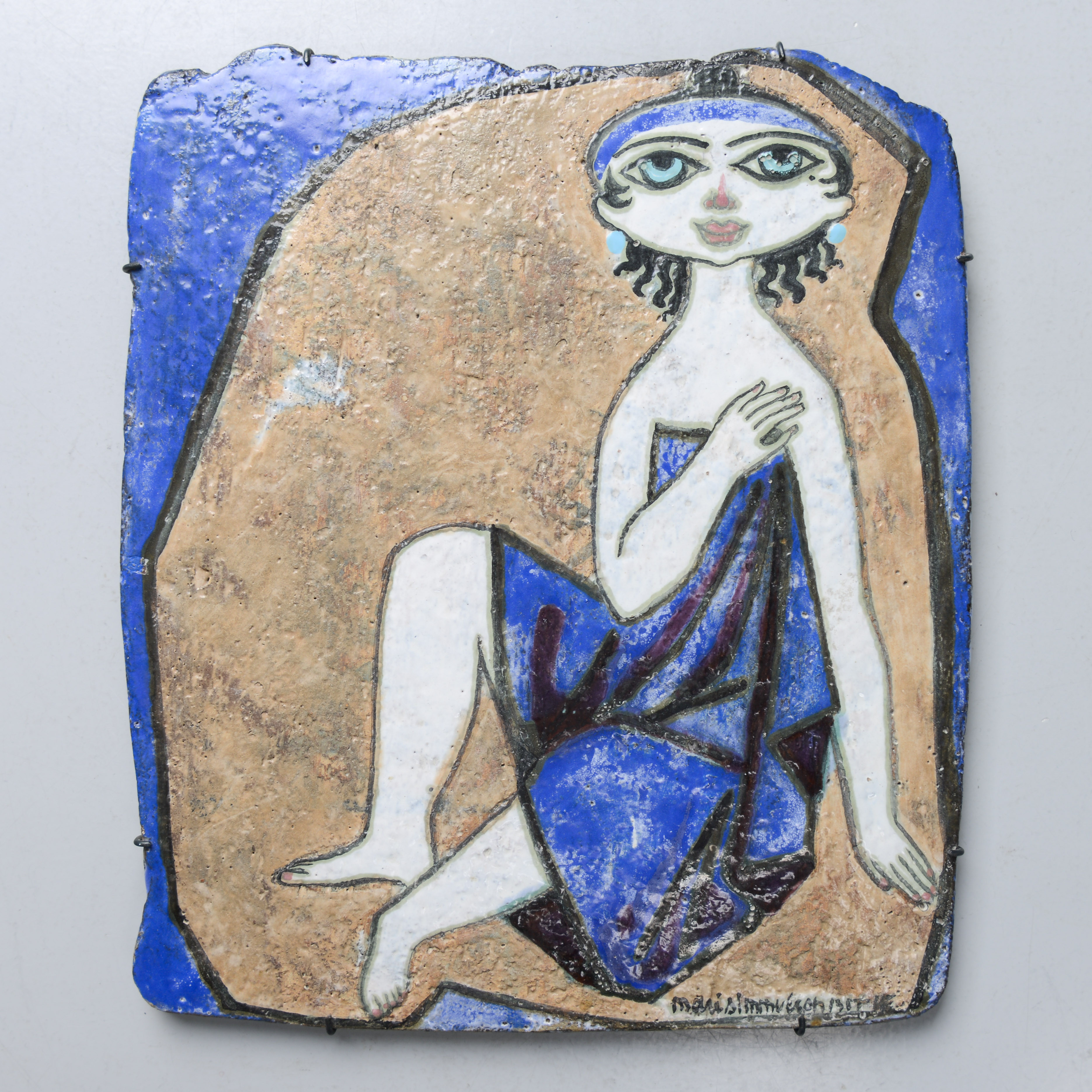 MARI SIMMULSON. Väggplakett, unikat, Upsala-Ekeby, signerad, 1950-tal.