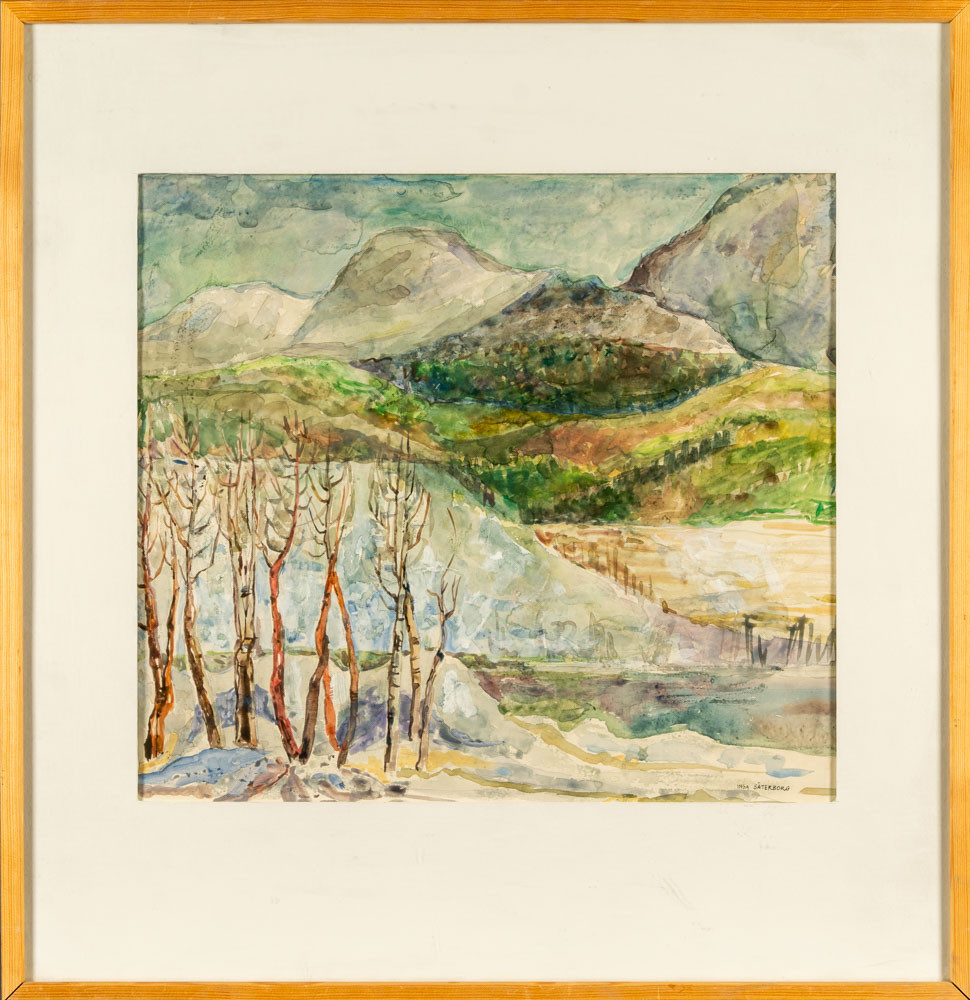 INGA SÄTERBORG. Akvarell på papper, "Marsfjället i Västerbotten".