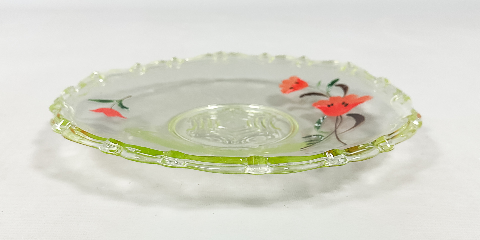 GLASFAT, uran, målad dekor, 1900-talets första hälft.