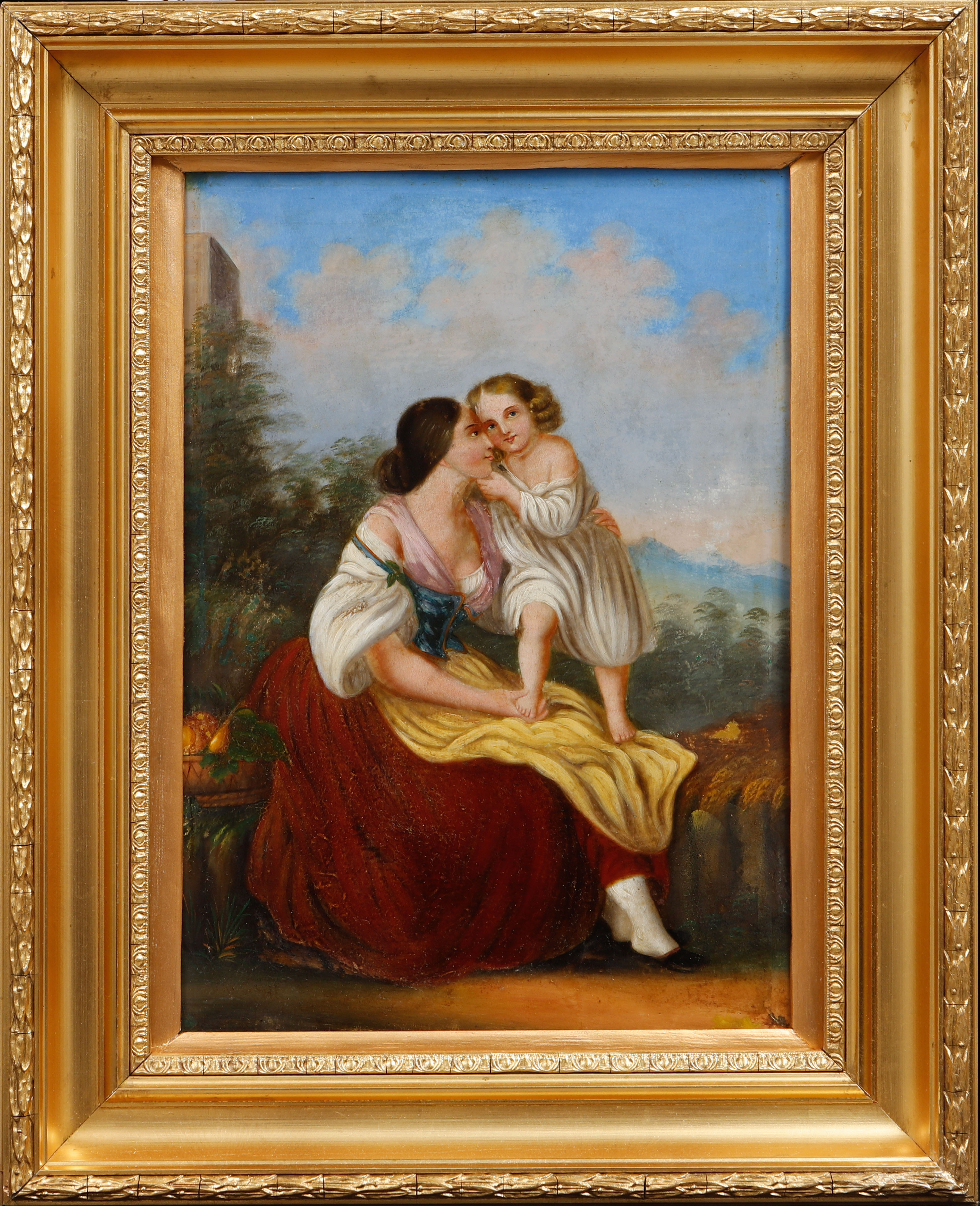 OKÄND KONSTNÄR. Figurscen, olja på plåt, 1800-tal.