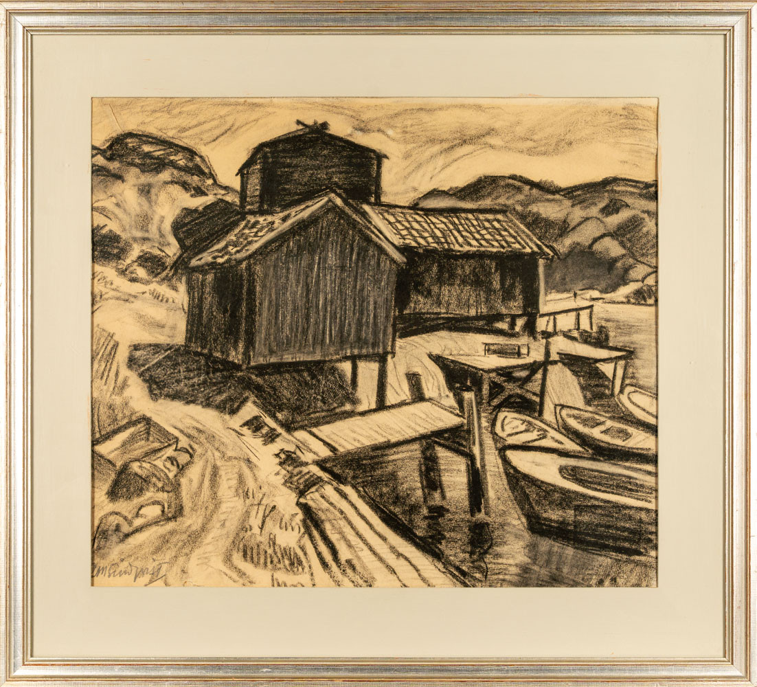 CARL MAGNUS LINDQVIST. KOLTECKNING, skärgårdsmotiv.