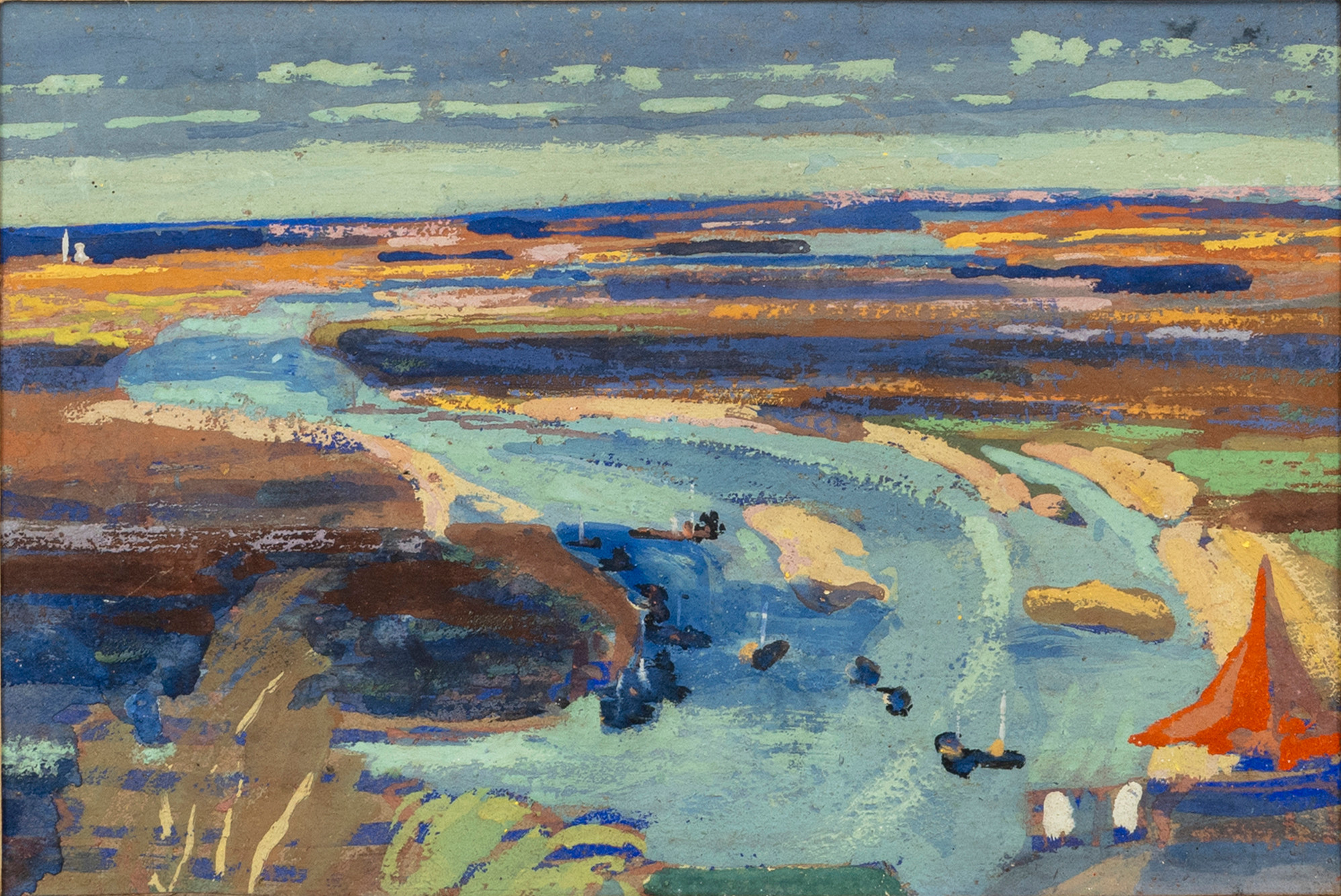 OIDENTIFIERAD KONSTNÄR. Kustbild, gouache, otydligt signerad, bär påskrift och datering 1917 á tergo.