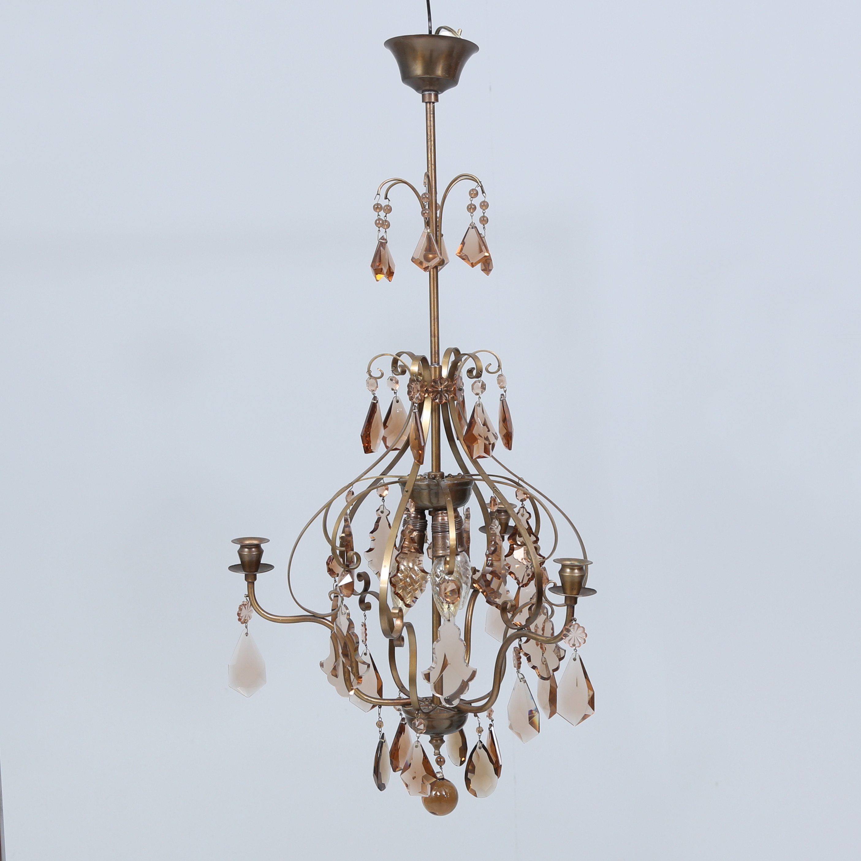 LJUSKRONA, Swedish grace, 3 ljushållare, bärnstensfärgade prismor.