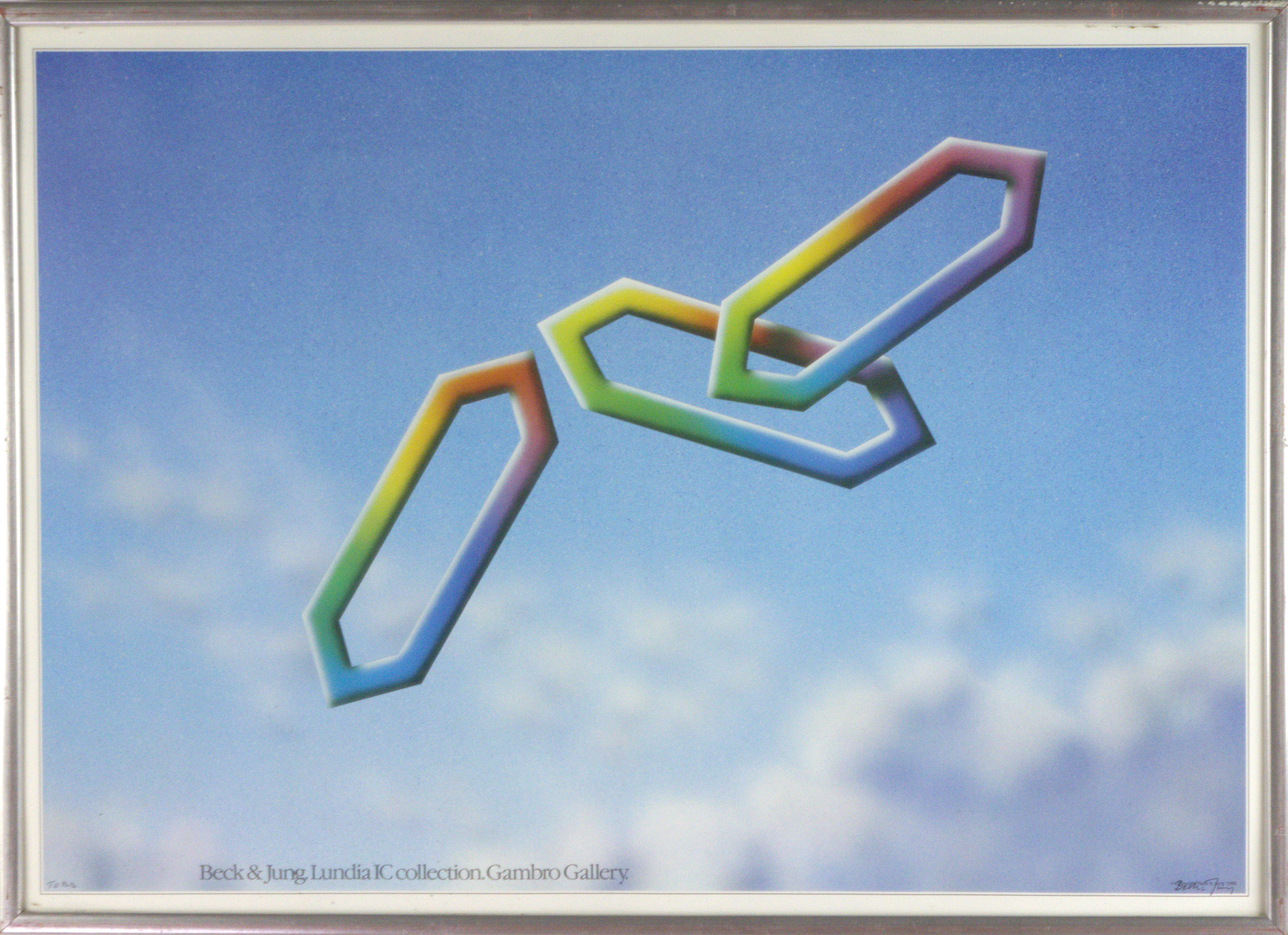 BO LJUNGBERG. Utställningsaffisch, "Beck & Jung. Lundia IC collection. Gambro Gallery, signerad på trycket, 1988.