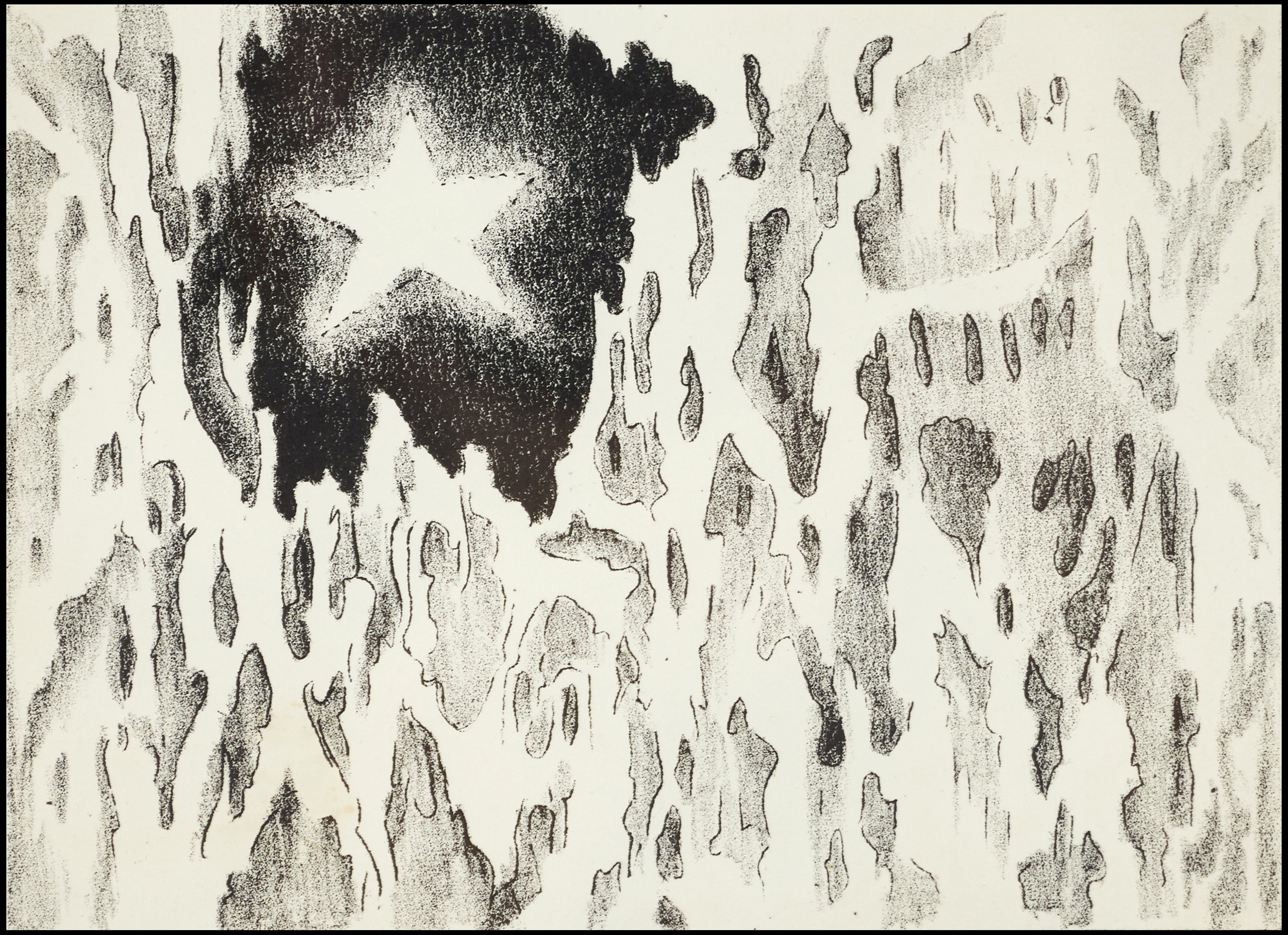 ELSA THORESEN (USA, 1909-1994). Landskap med stjärna, signerad, 1950-tal, litografi.