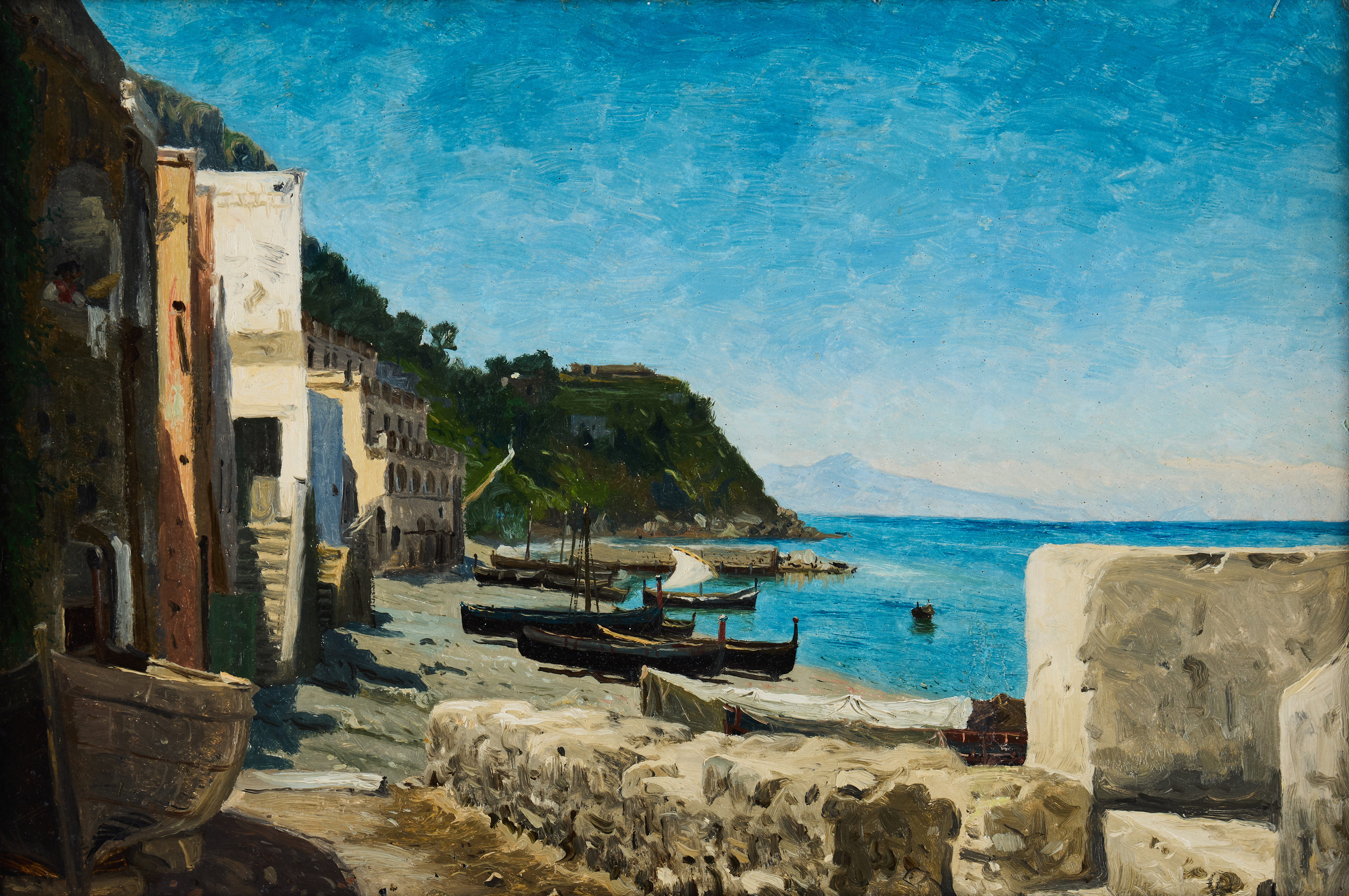 OLOF ARBORELIUS. Vy från Capri med Vesuvius i bakgrunden.