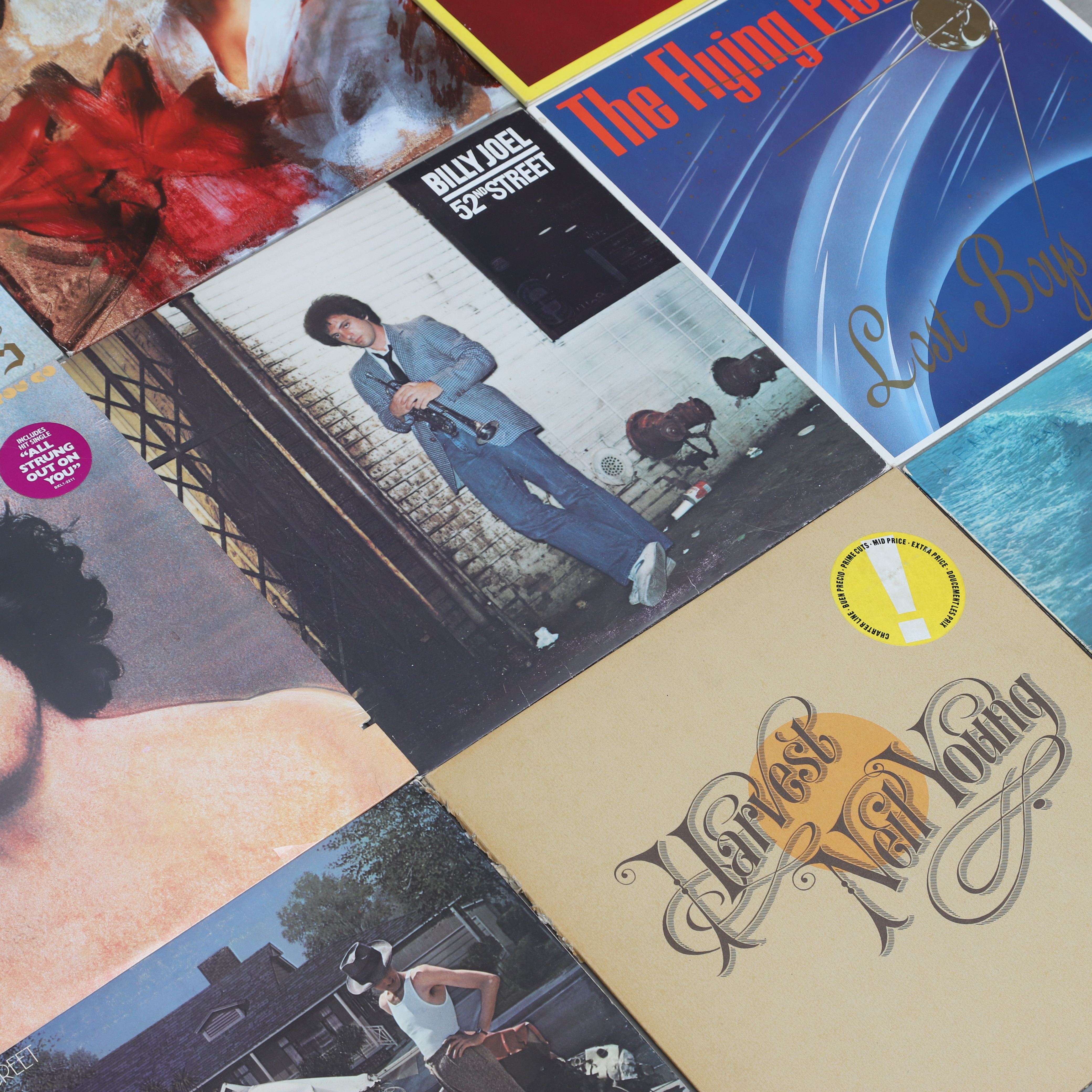 PARTI VINYLSKIVOR, b.la. rock/pop, Billy Joel, Bryan Adams, Neil Young.