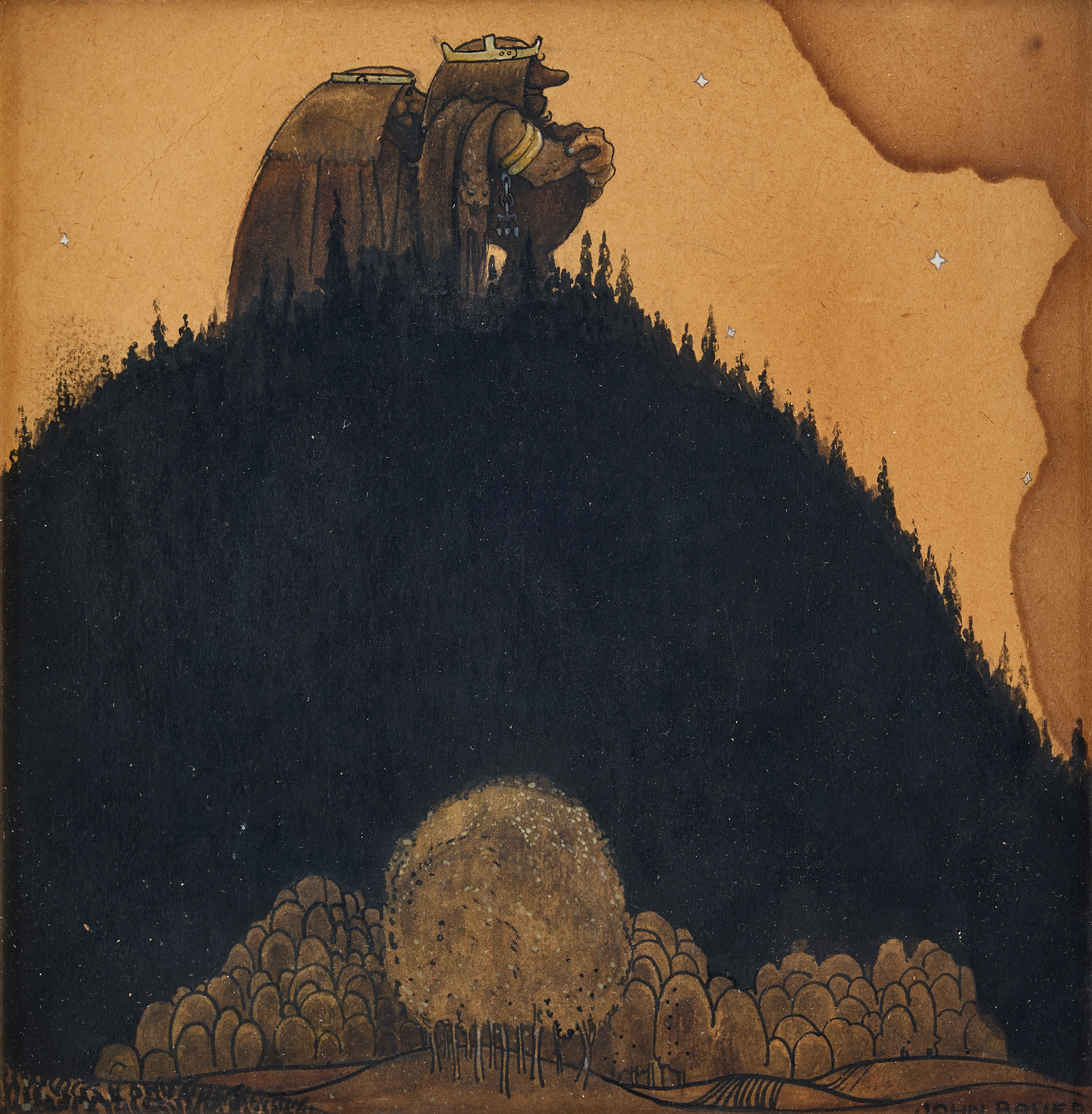JOHN BAUER. Troll på berg.