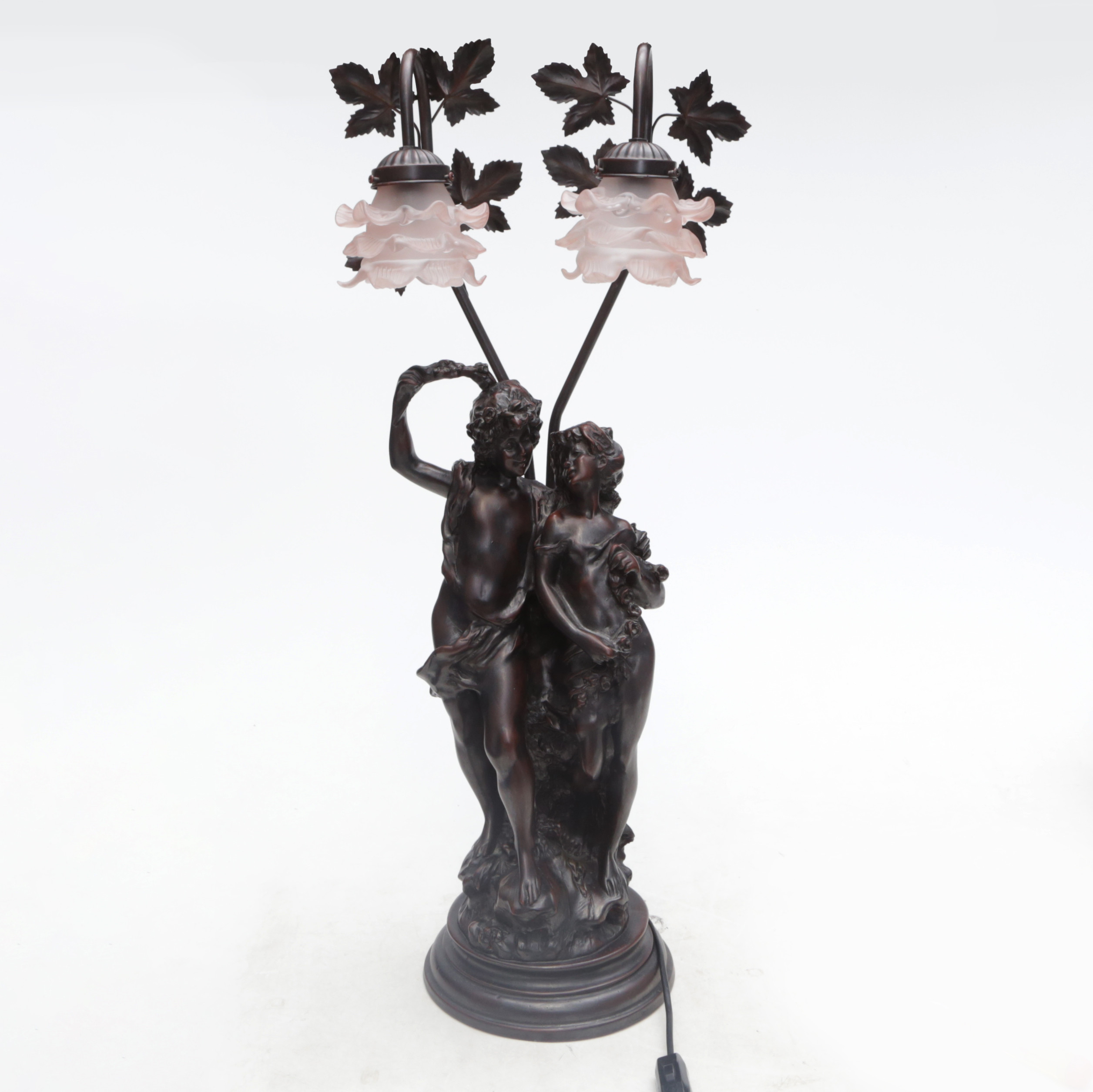 GOLVBORDSLAMPA, stor, metall/glas, jugend- antikstil, modern.