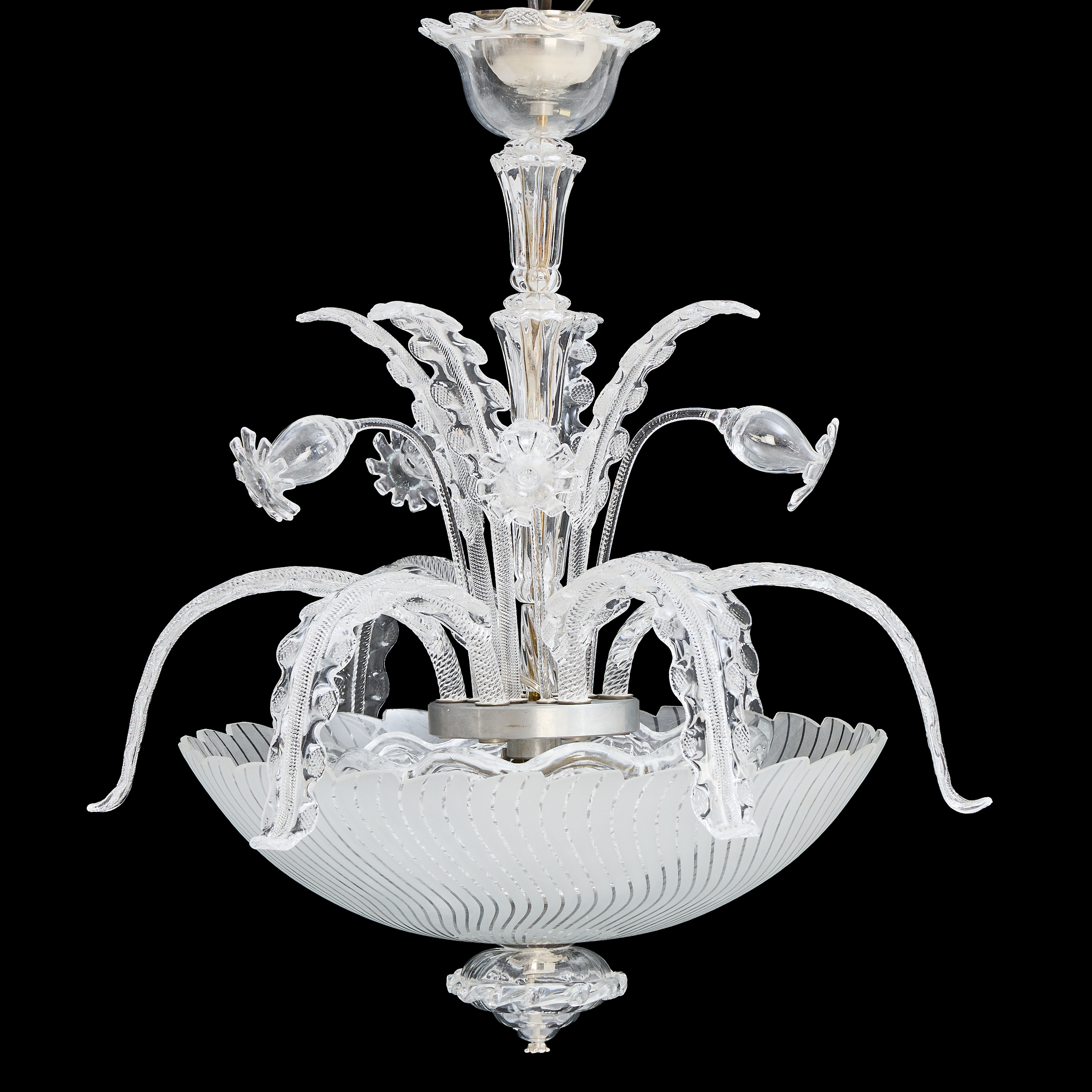 FRITZ KURZ. Taklampa, glas, Orrefors, 1940-tal.