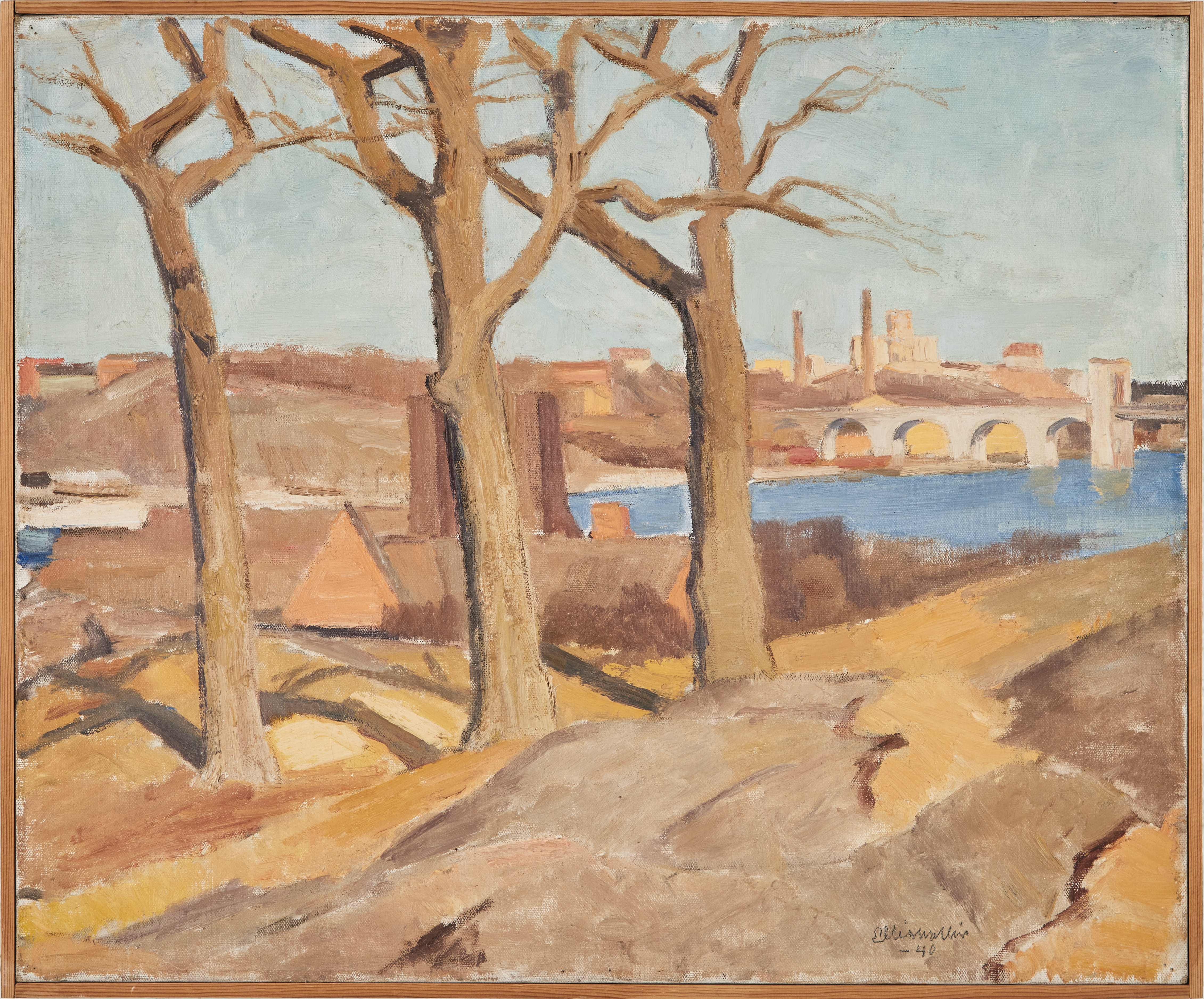 ELLIS WALLIN. "Från Liljeholmen", olja på duk, signerad och daterad 1940.