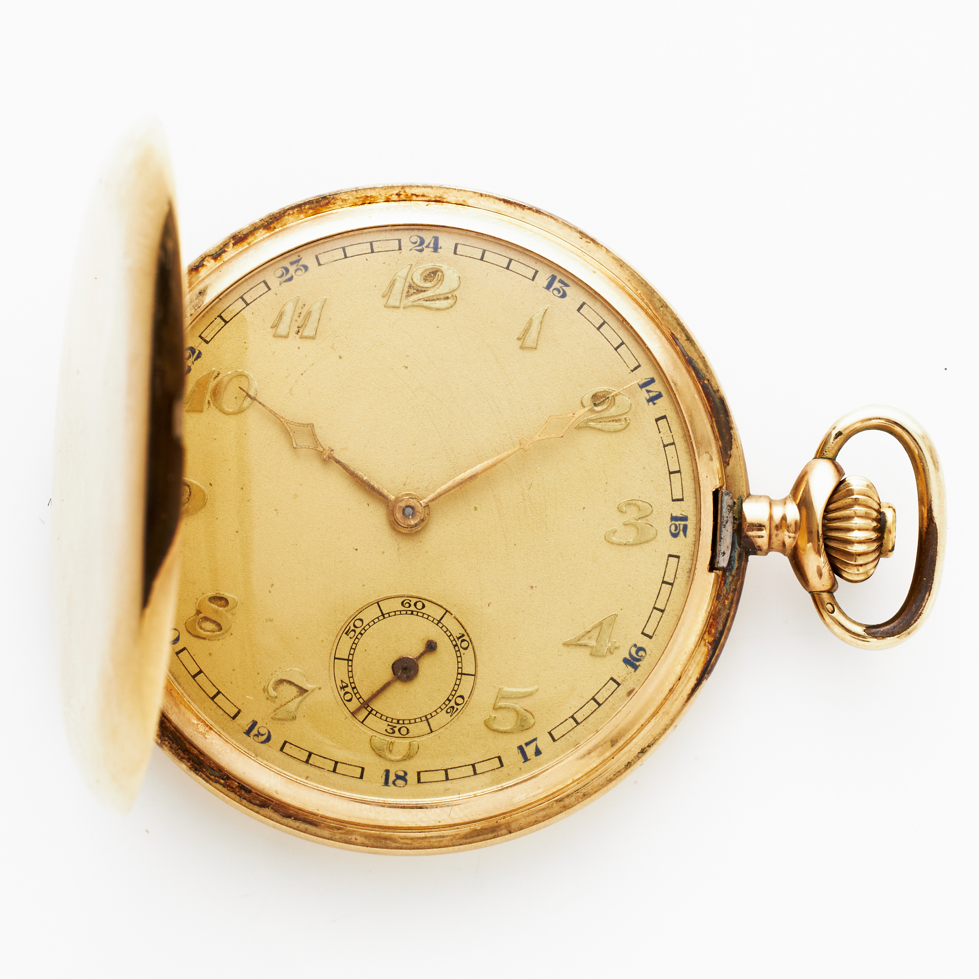 FICKUR, 14 k guld, savonett, arabiska siffror, plexiglas, innerlock i oädel metall.