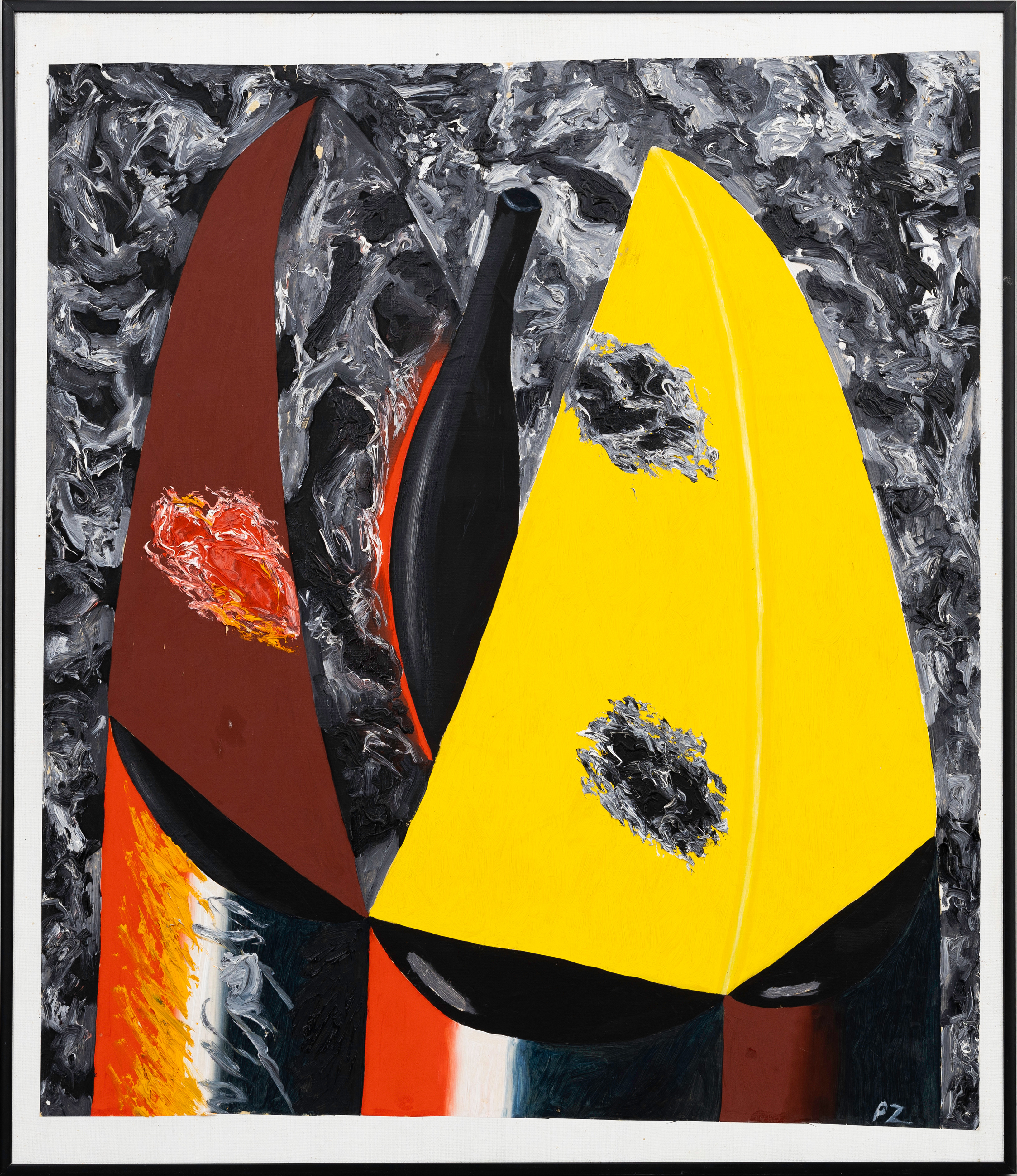 PETTER ZENNSTRÖM. Abstraklt komposition, olja på duk, signerad, PZ.