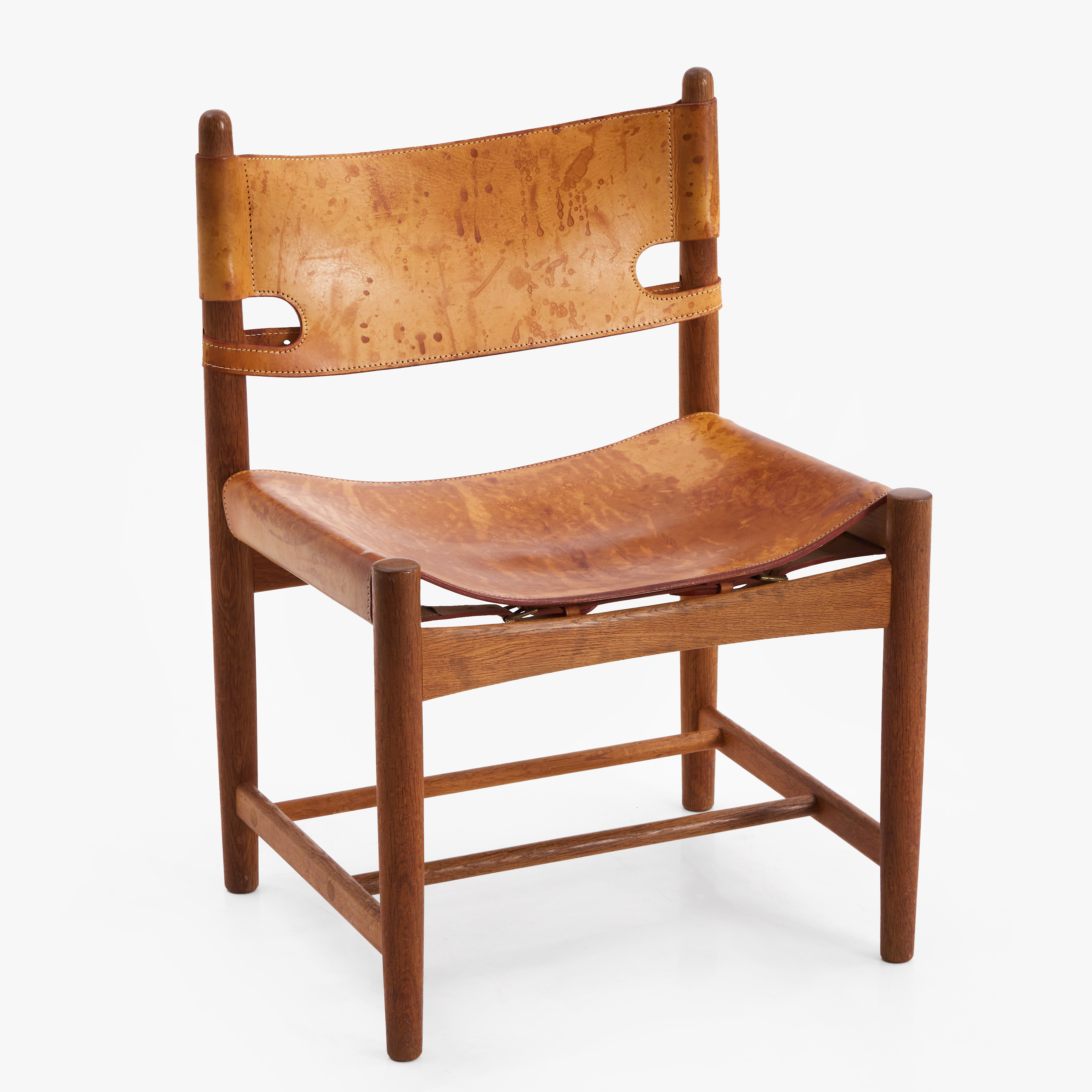 BØRGE MOGENSEN, "Jagtspisestol", 3238, Fredericia Stolefabrik, ek, sits i läder.