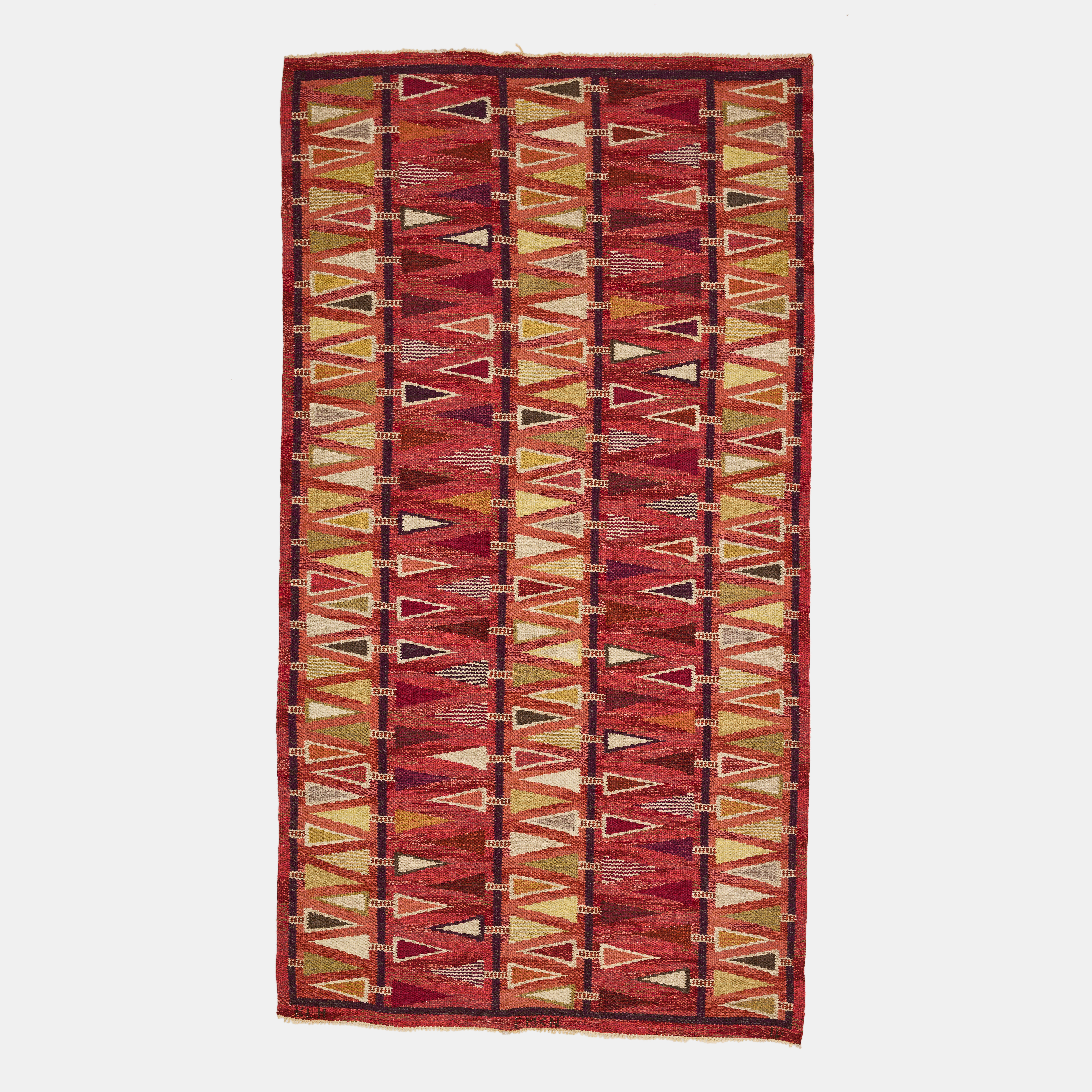 INGRID DESSAU. "Navalho", matta, rölakan, Kristianstads läns hemslöjd, formgiven 1953, 240 x 130 cm.