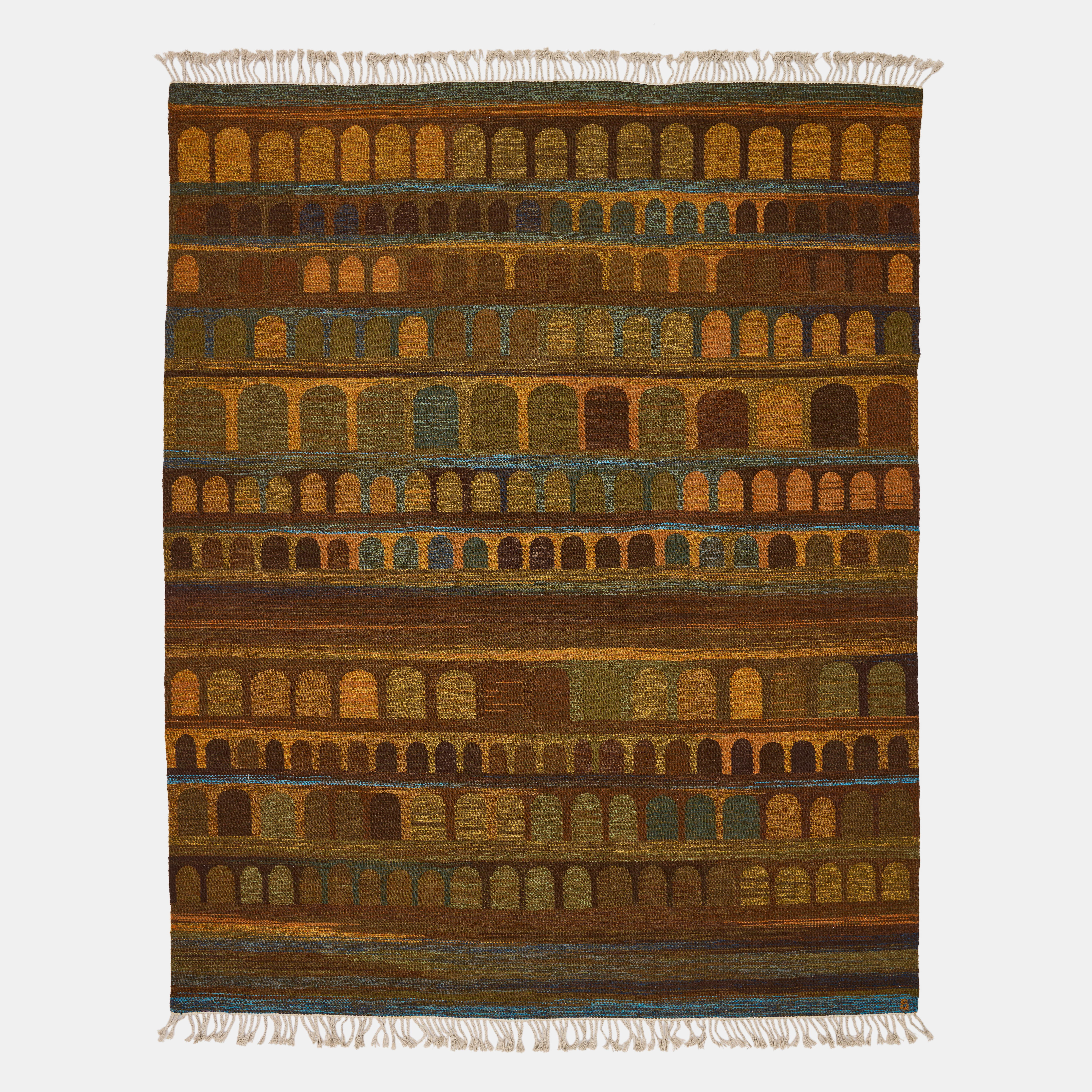 INGAGILL SJÖBLOM. "Colosseum", matta, gobelängteknik, Bohusslöjd, Göteborg, 300 x 240 cm.