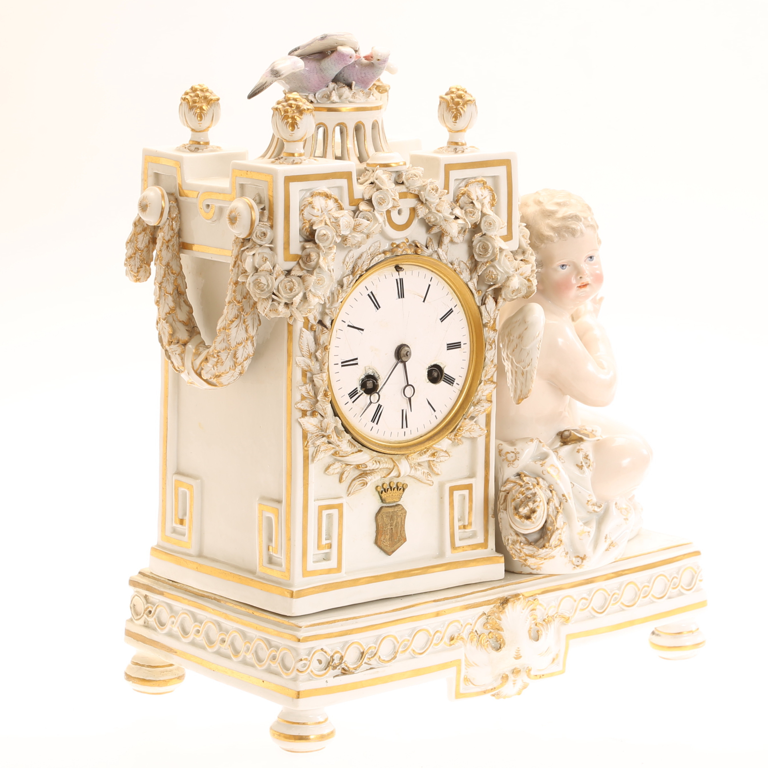 BORDSPENDYL, porslin, Meissen 1800-tal.