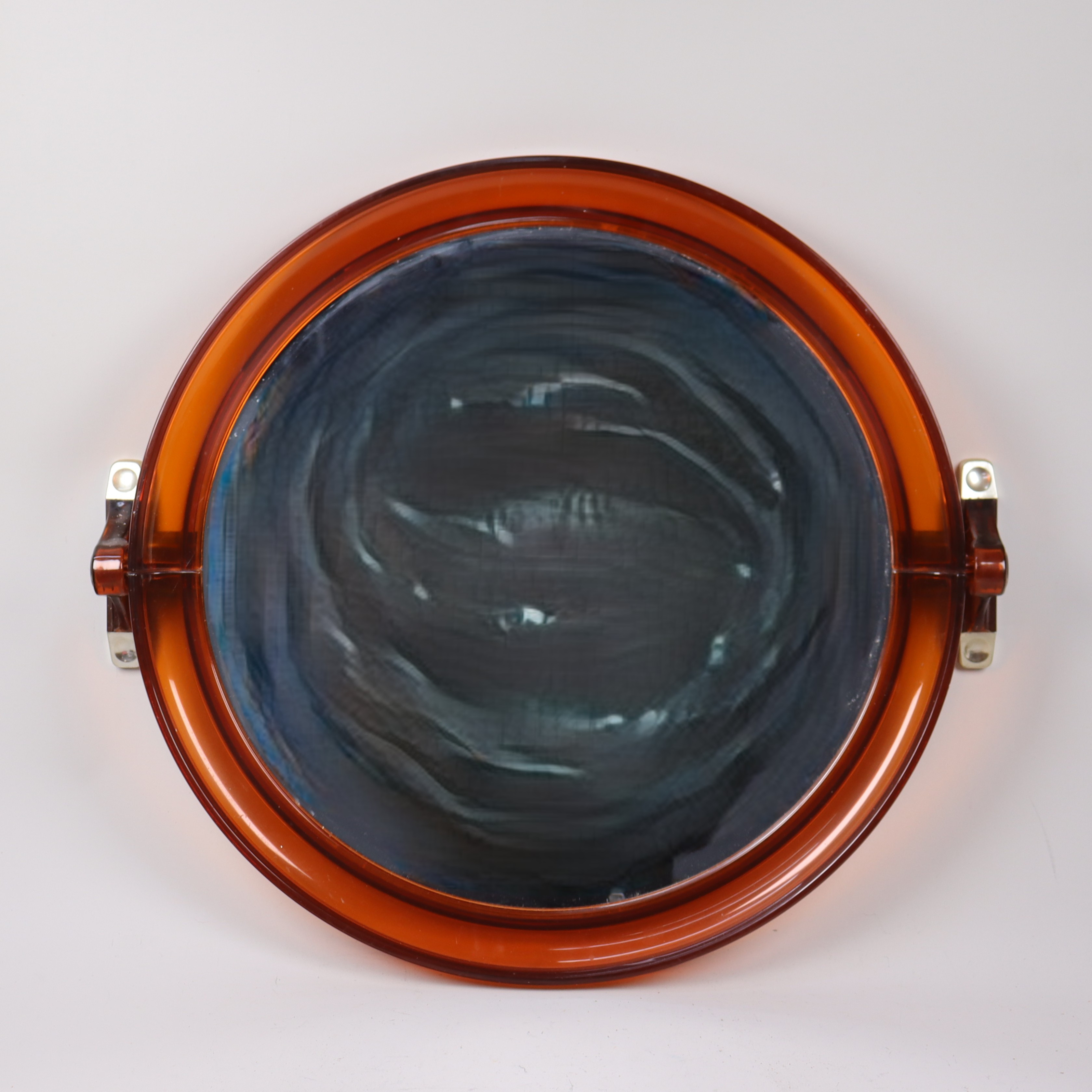 SPEGEL, Grosfillex, Frankrike, rund bärnstensfärgad plastram, 1970-tal.