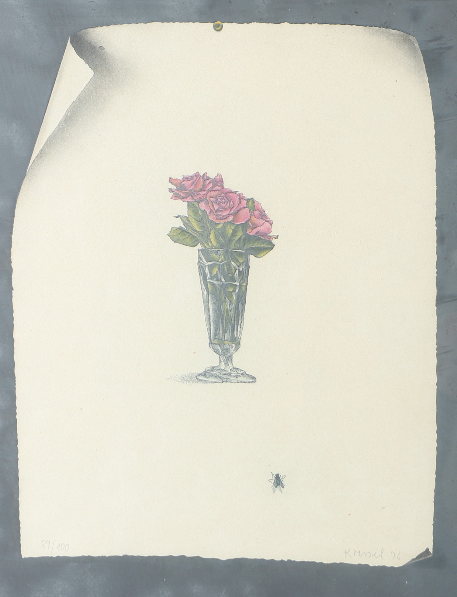 DIETER KESSEL. Vas med blommor, färglitografi, signerad Kessel -76.