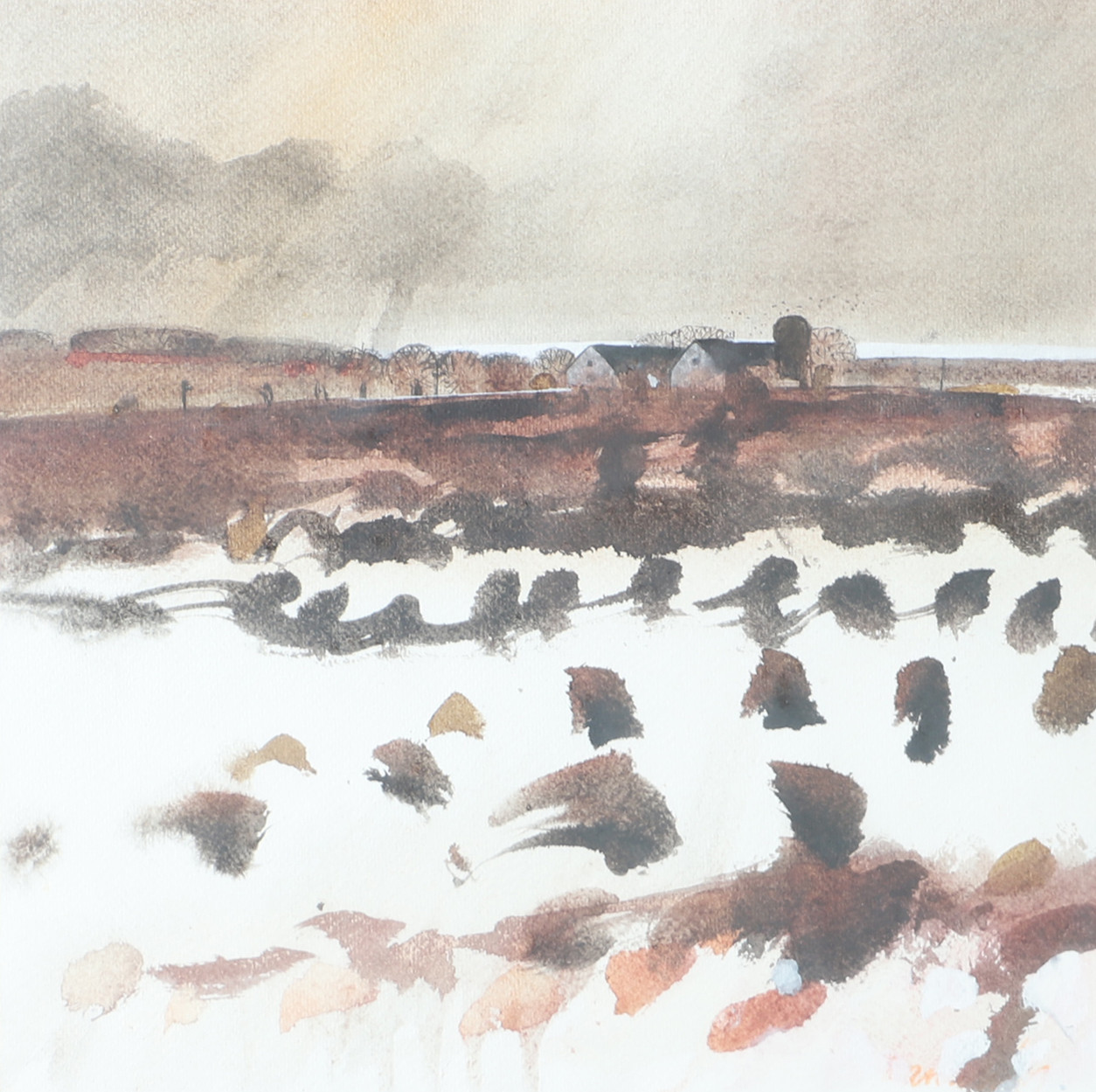 OKÄND KONSTNÄR. "Vinter vid havet", akvarell, osignerad.