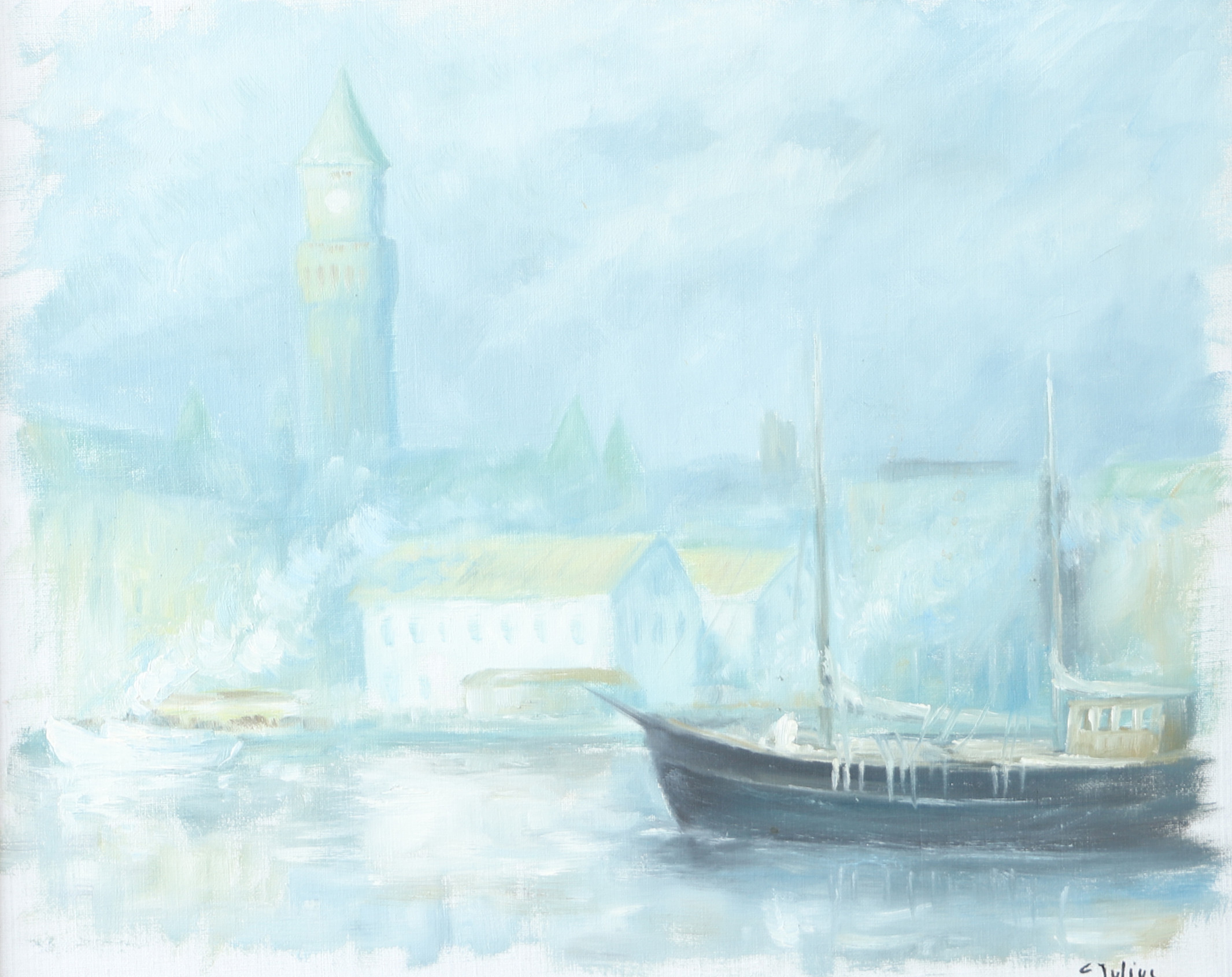 CARL JULIUS. "Helsingborg", olja på duk, signerad C. Julius.