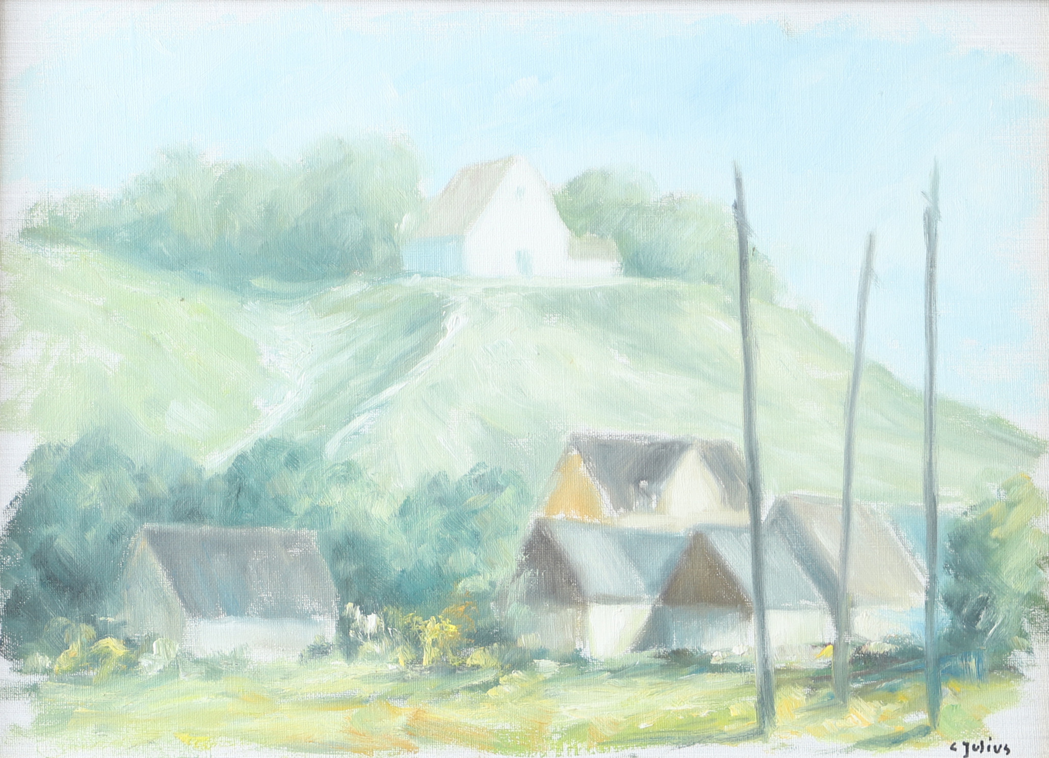 CARL JULIUS. Kyrkbacken Ven, olja på duk, signerad C. Julius.