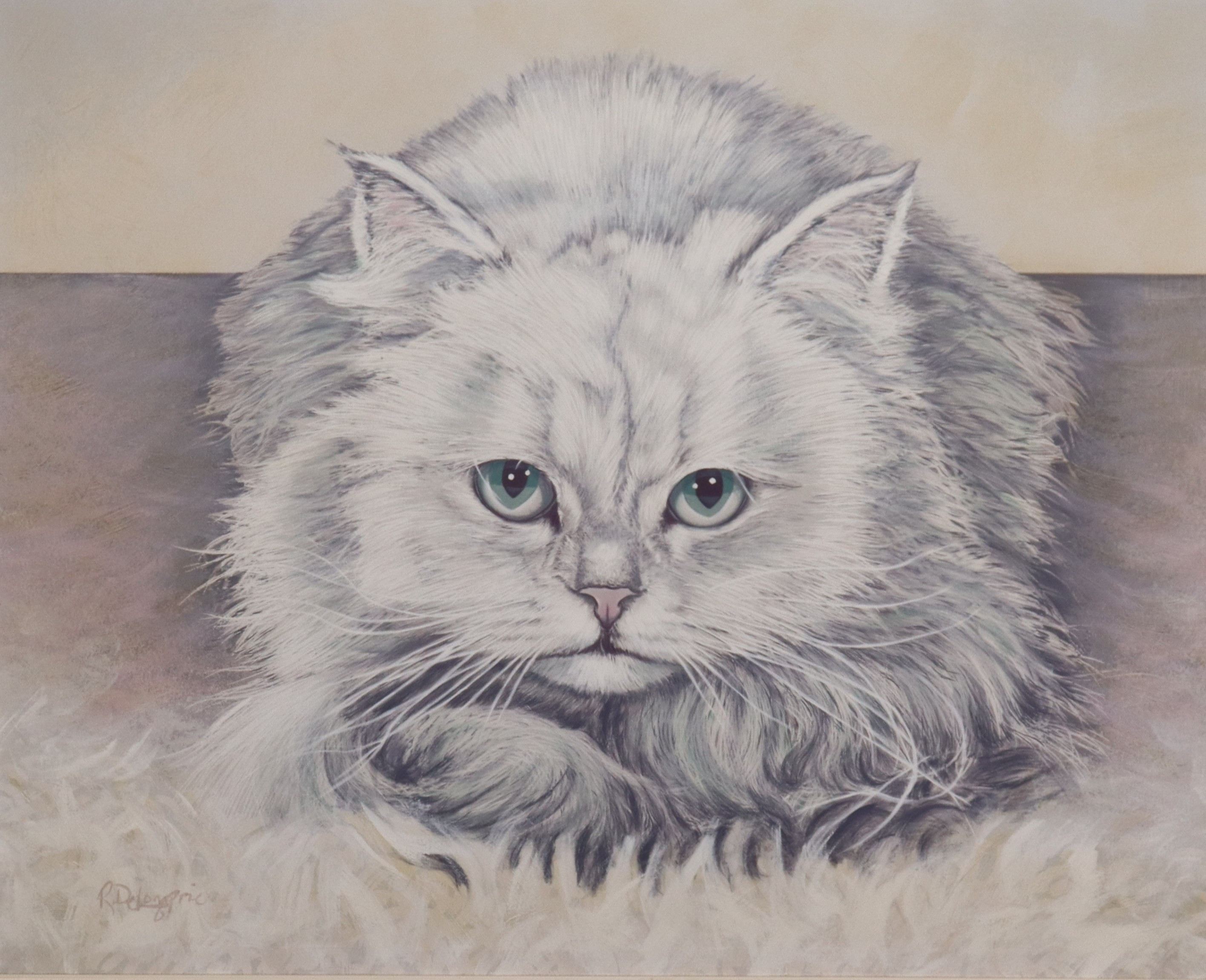 OIDENTIFIERAD KONSTNÄR. olja på duk, katt, Perser.