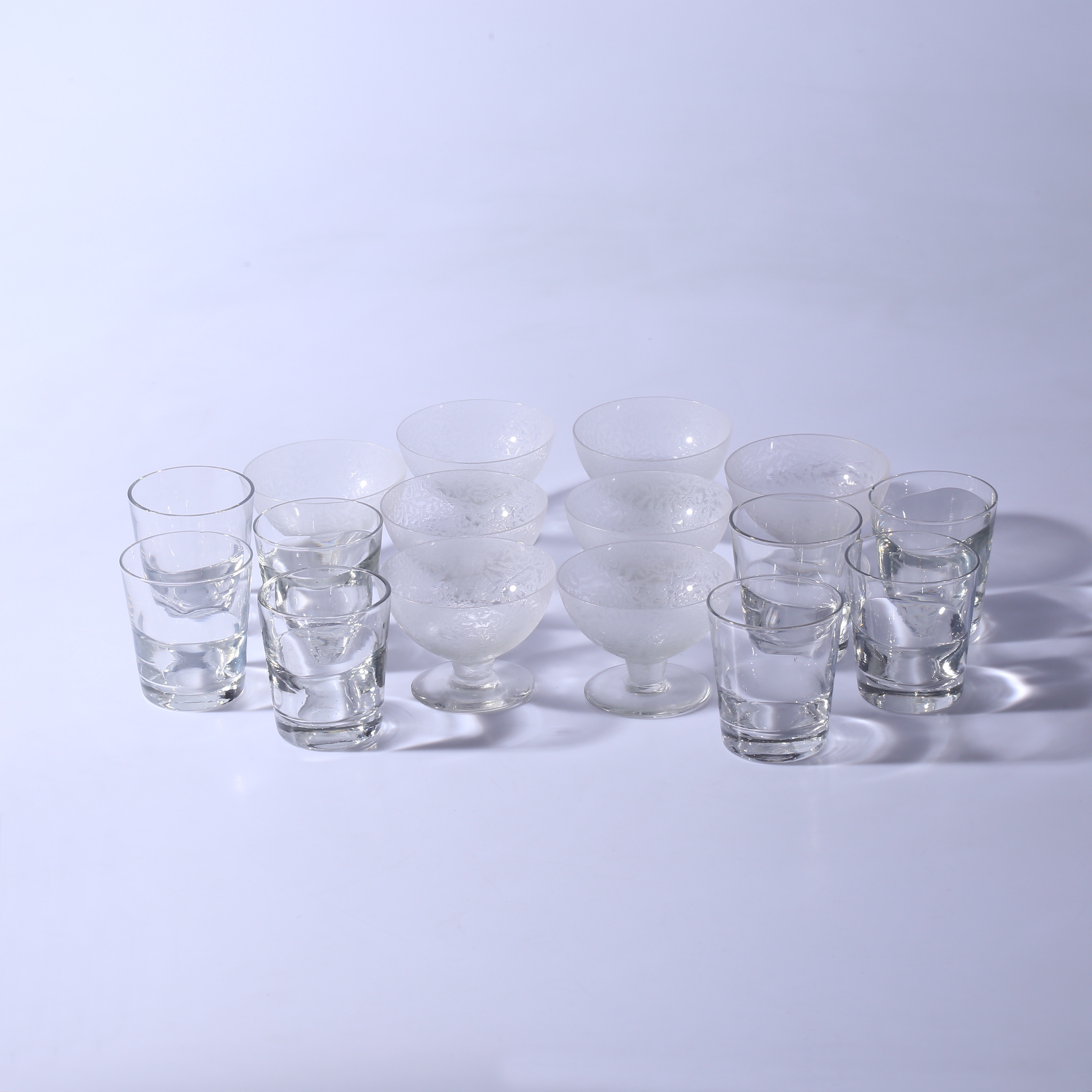 SELTERGLAS samt DESSERTGLAS, 8+8 st, 1900-tal.