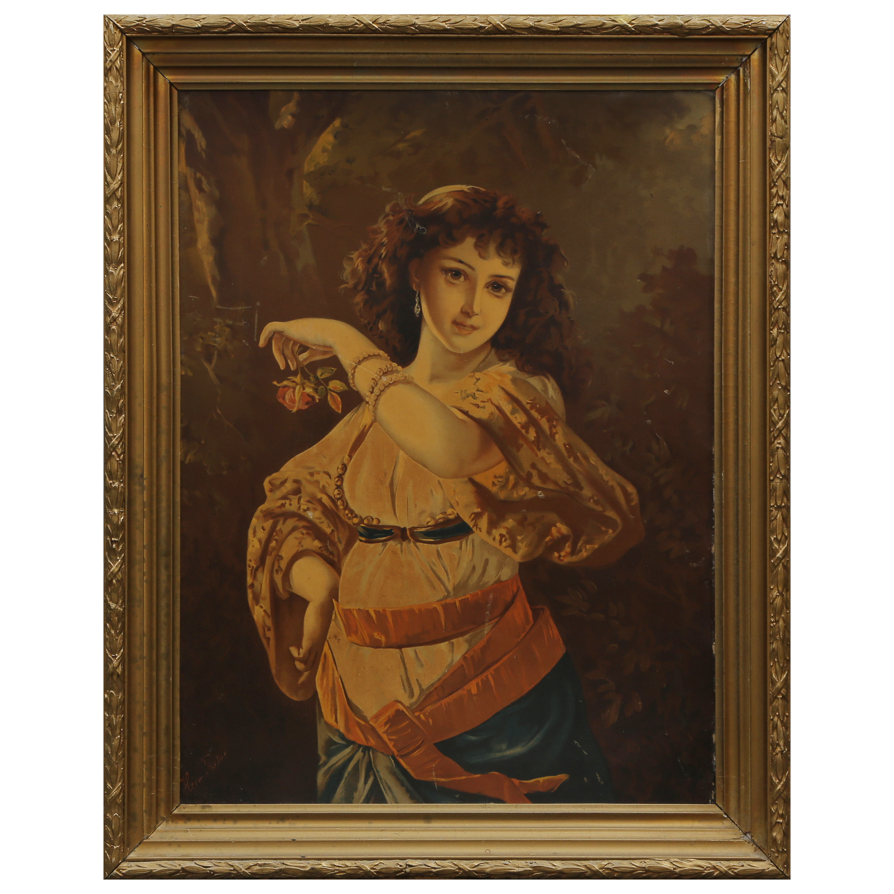 OLJETRYCK (eftr) "KVINNA" TIDIGT 1900.