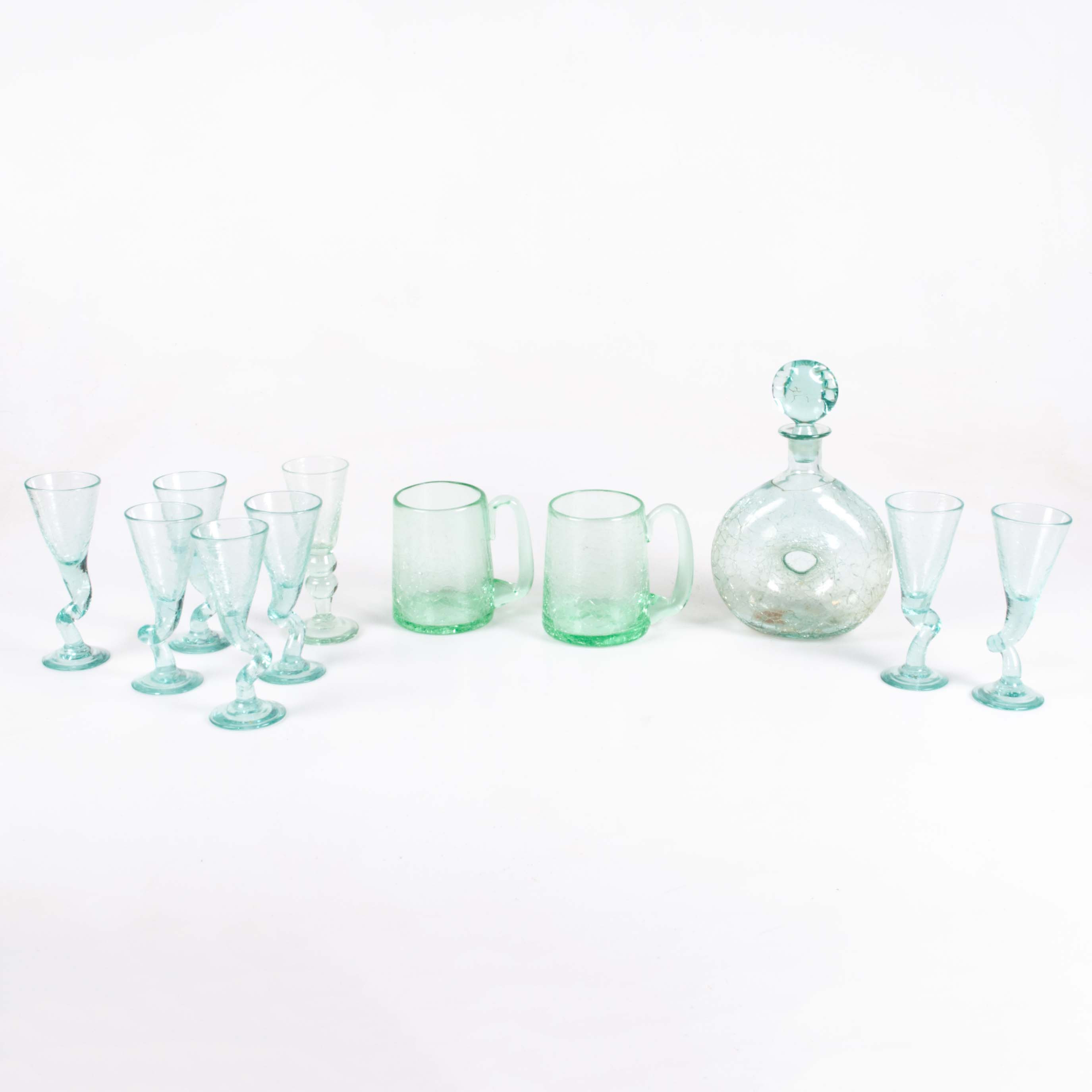 SNAPSGLAS, KARAFF och STOP. 11 delar, bl.a Ture Berglund Skansenglas.