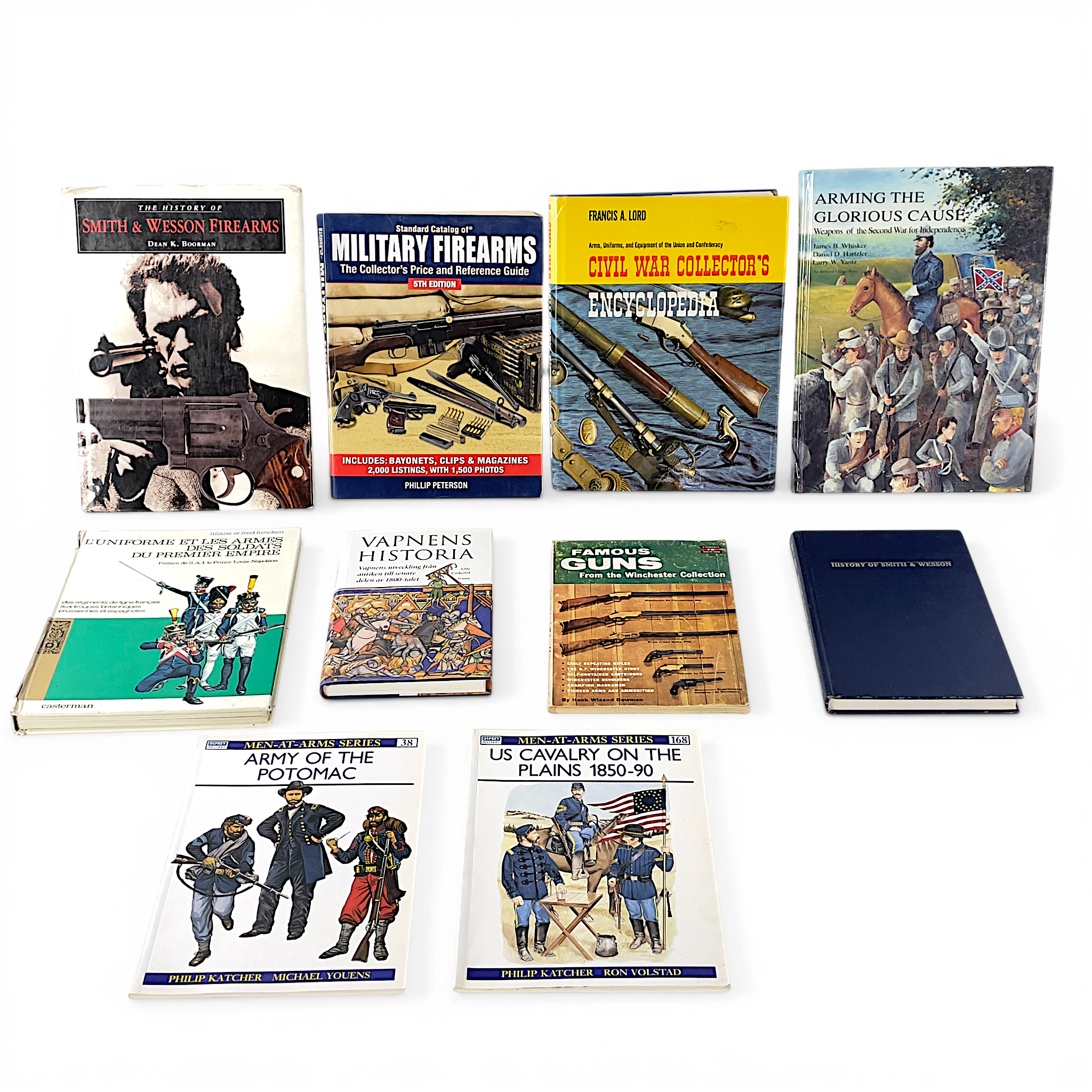 VAPENBÖCKER & KATALOGER, 10 st. Arming The Glorious Cause, Civil War Collector's Encyclopedia, m.fl.
