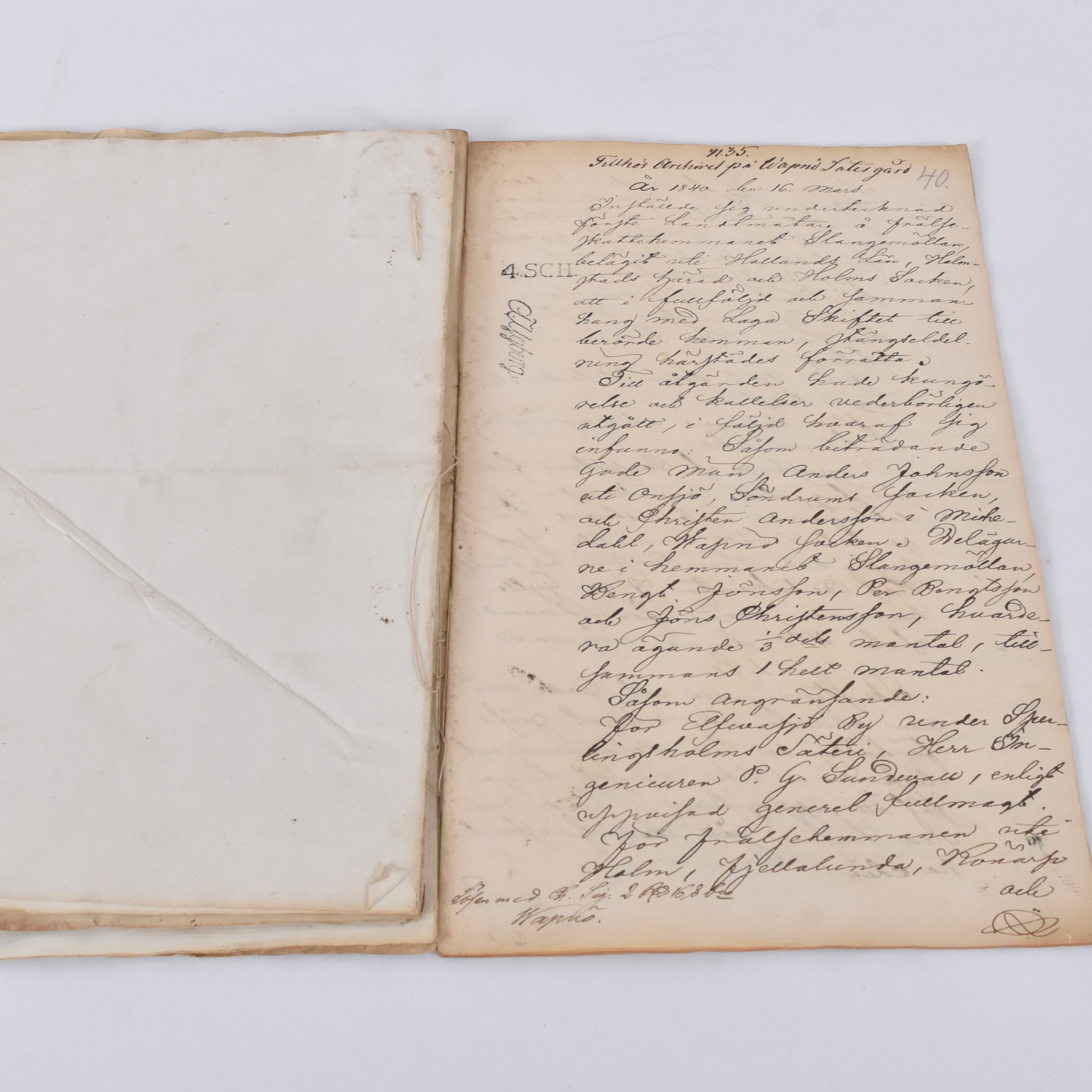 LANTMÄTERIPROKOLL mm, Wapnö Säteri, handskrivna.