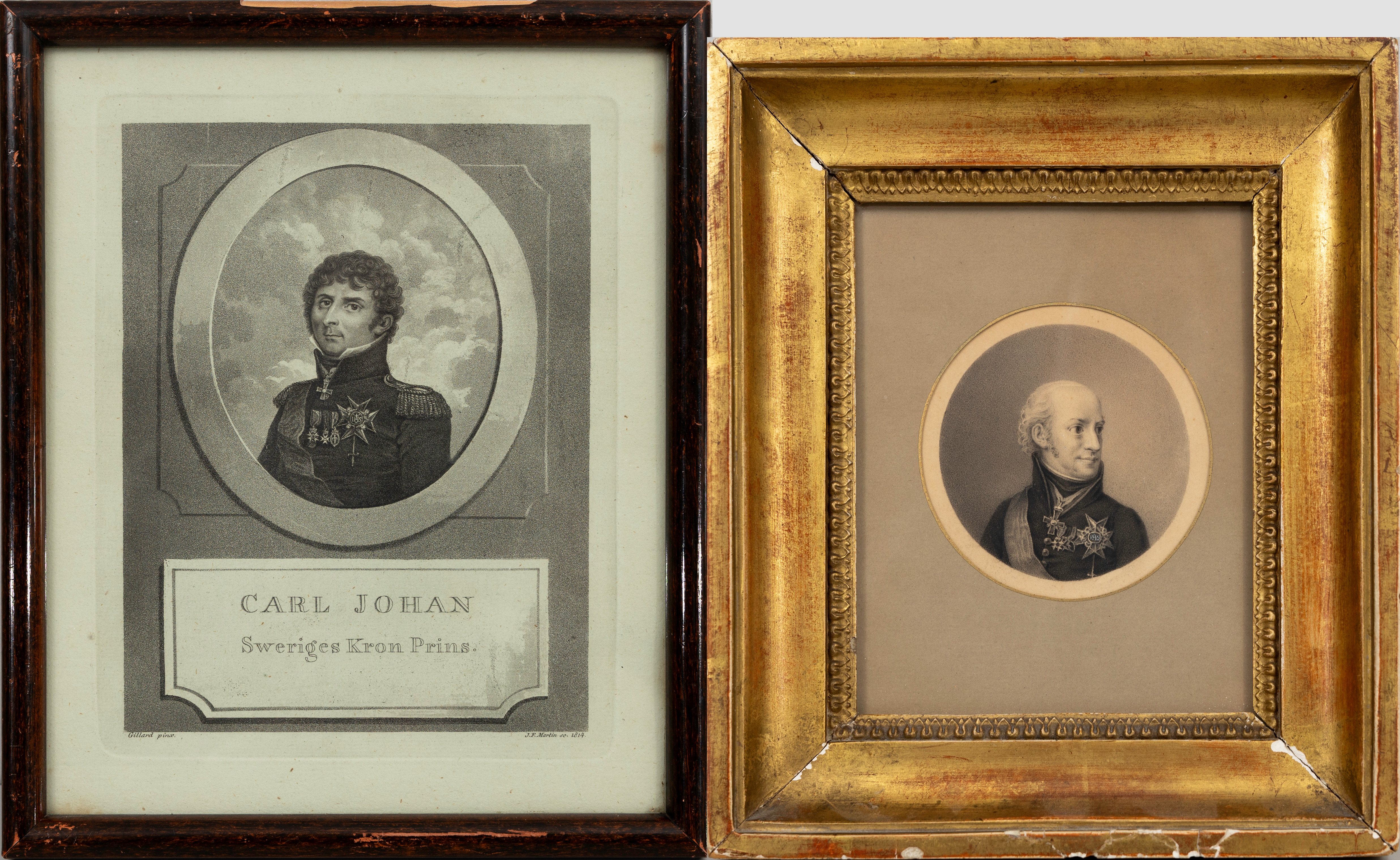 GRAFISKA BLAD, 2 st, Karl XIII samt Kronprins Karl Johan, 1800-tal.