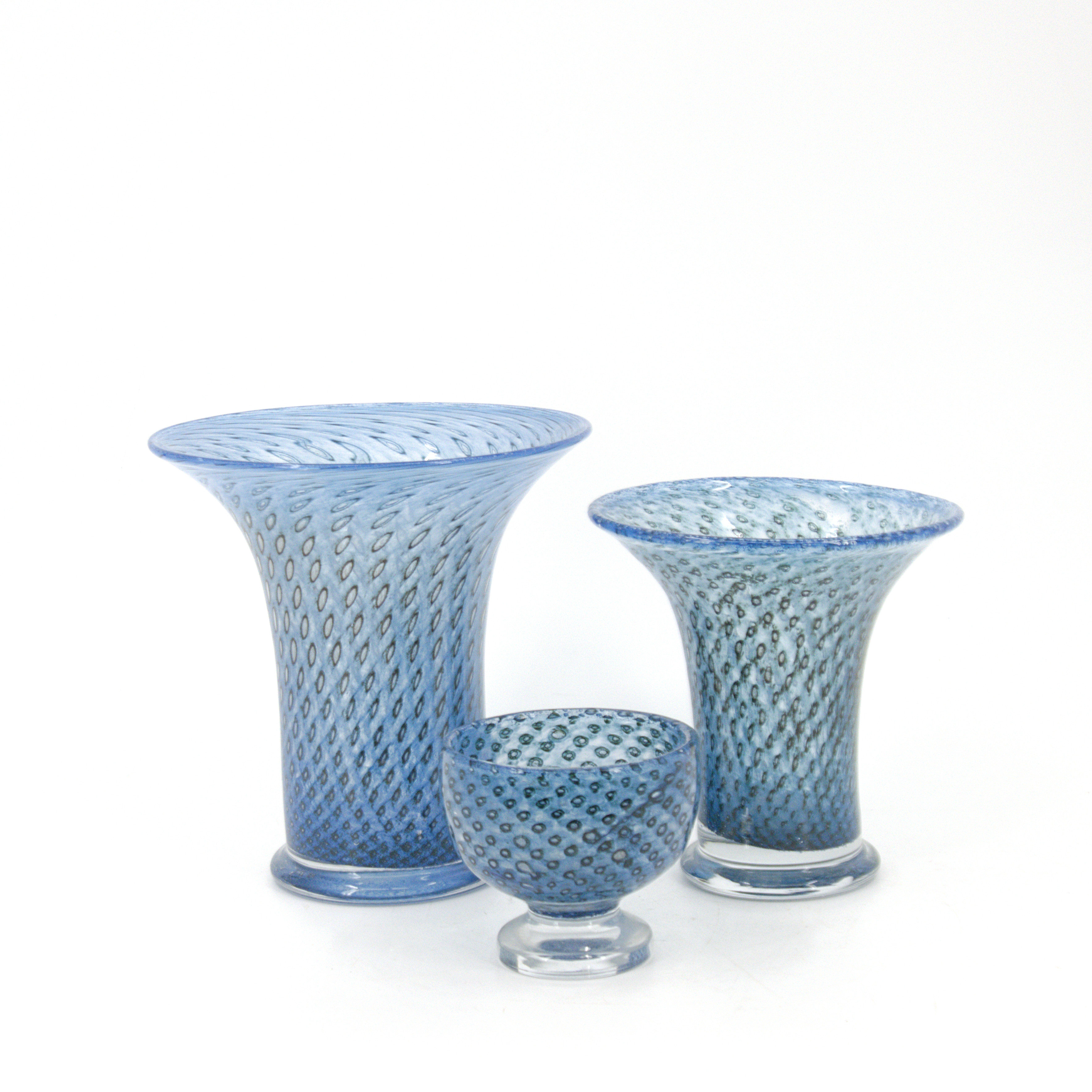 BERTIL VALLIEN. Vaser och skål, 3 delar, "Cirrus", delvis signerade, Boda.