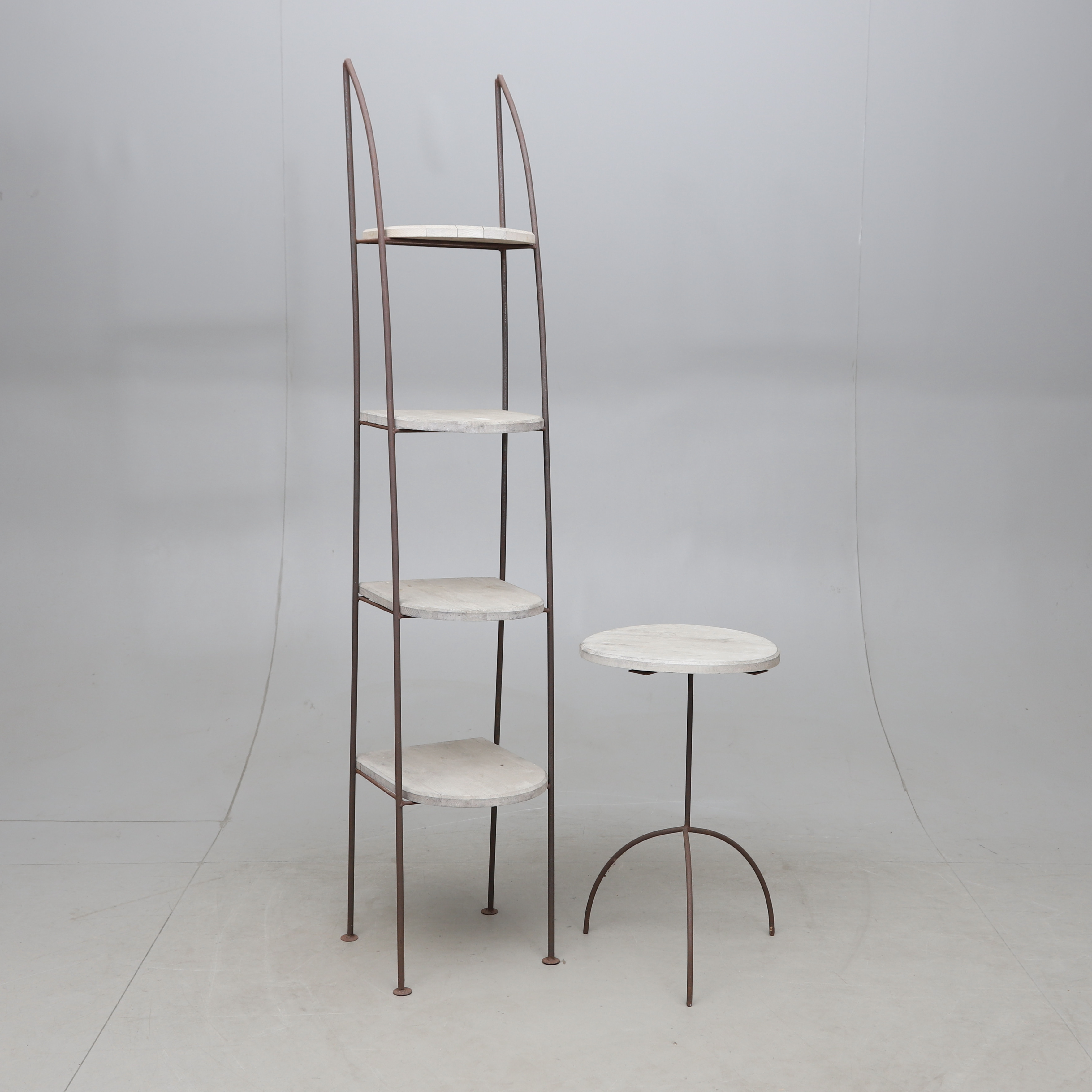 HYLLA OCH CAFÉBORD, trädgård, metall/trä, samtida.