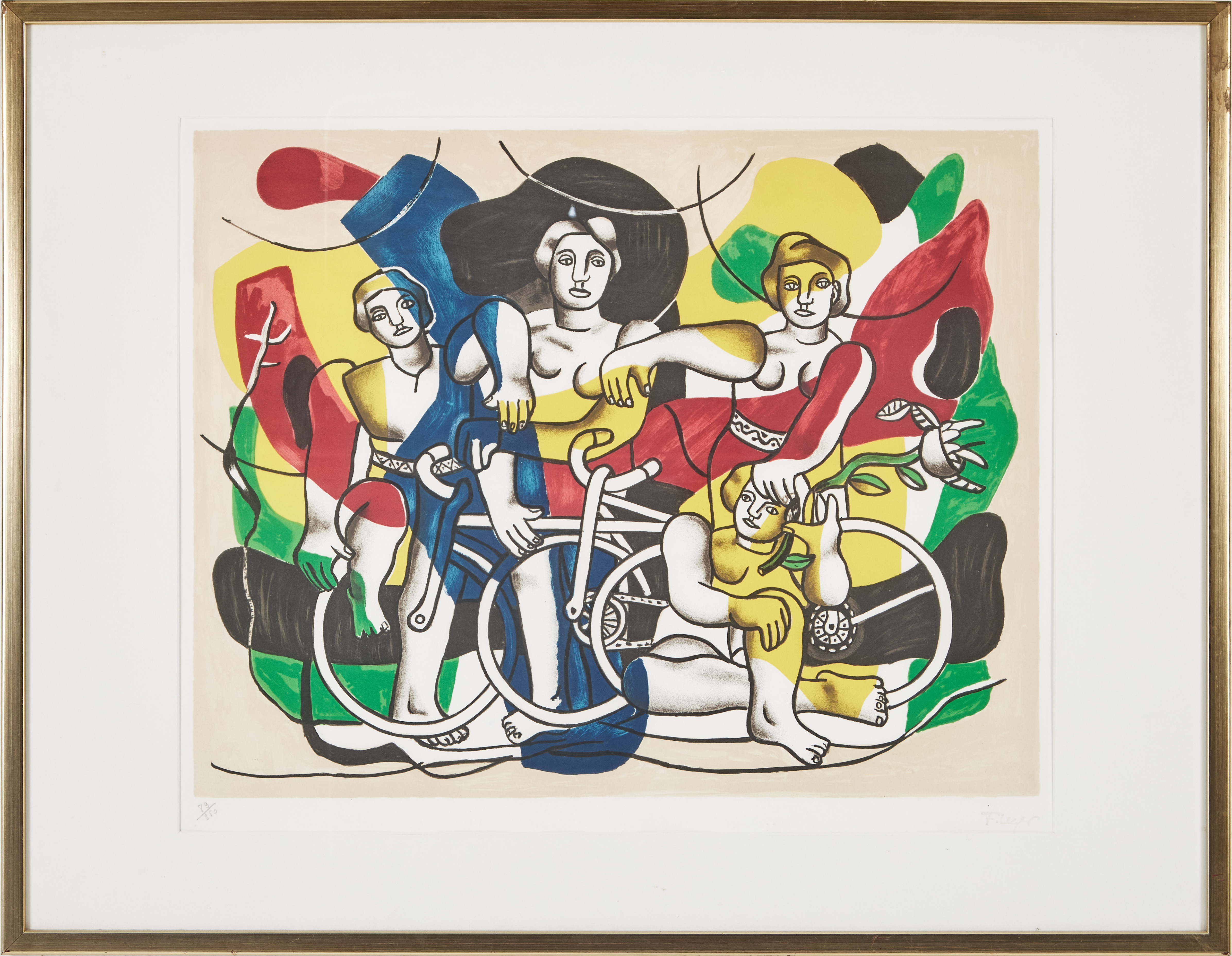 FERNAND  LÉGER. EFTER. "Les quatre cyclistes", färglitografi, tryckt signatur, numrerad 89/250.